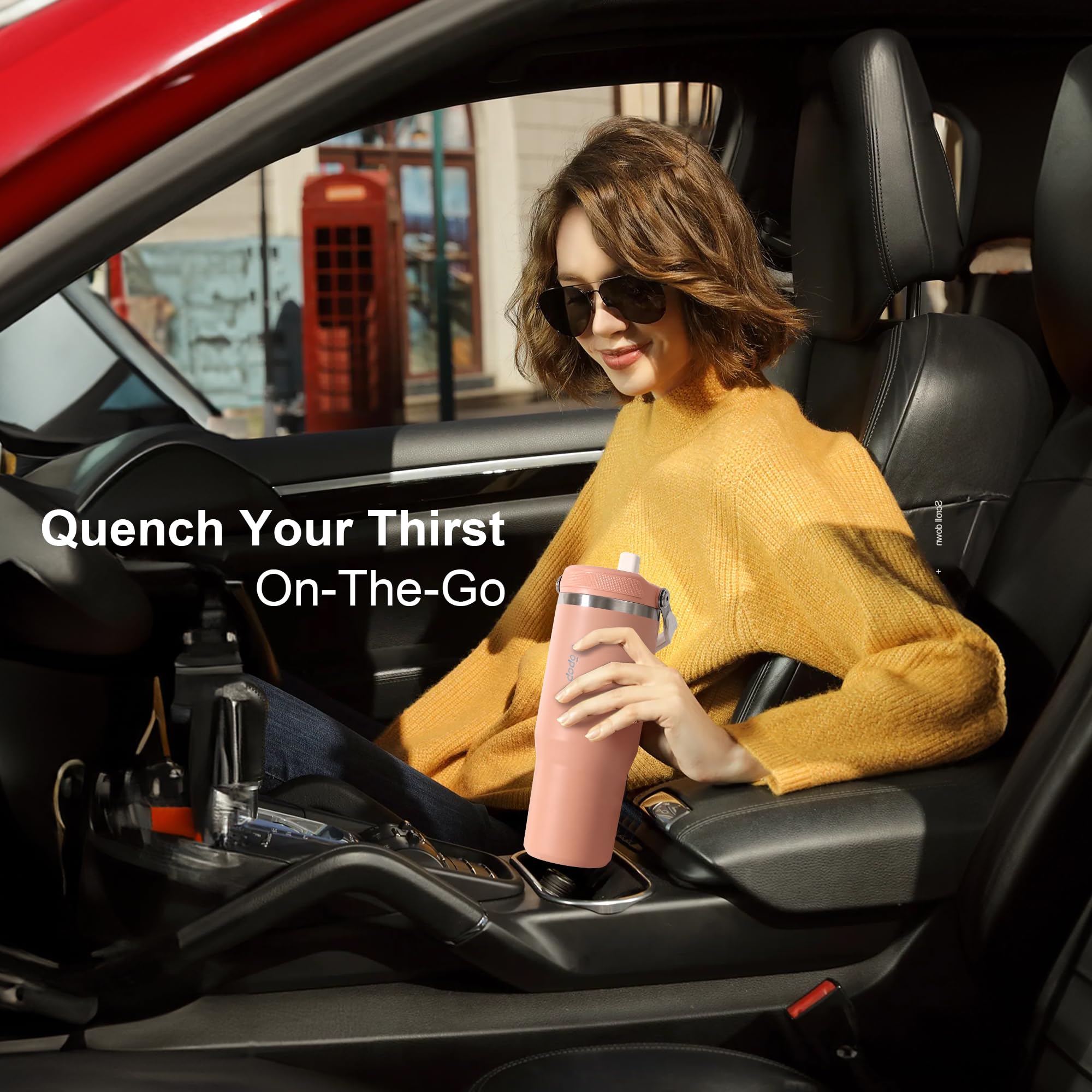 30 Oz Tumbler With Flip Straw - Vacuum Insulated Stainless Steel Water Bottle For Home, Office