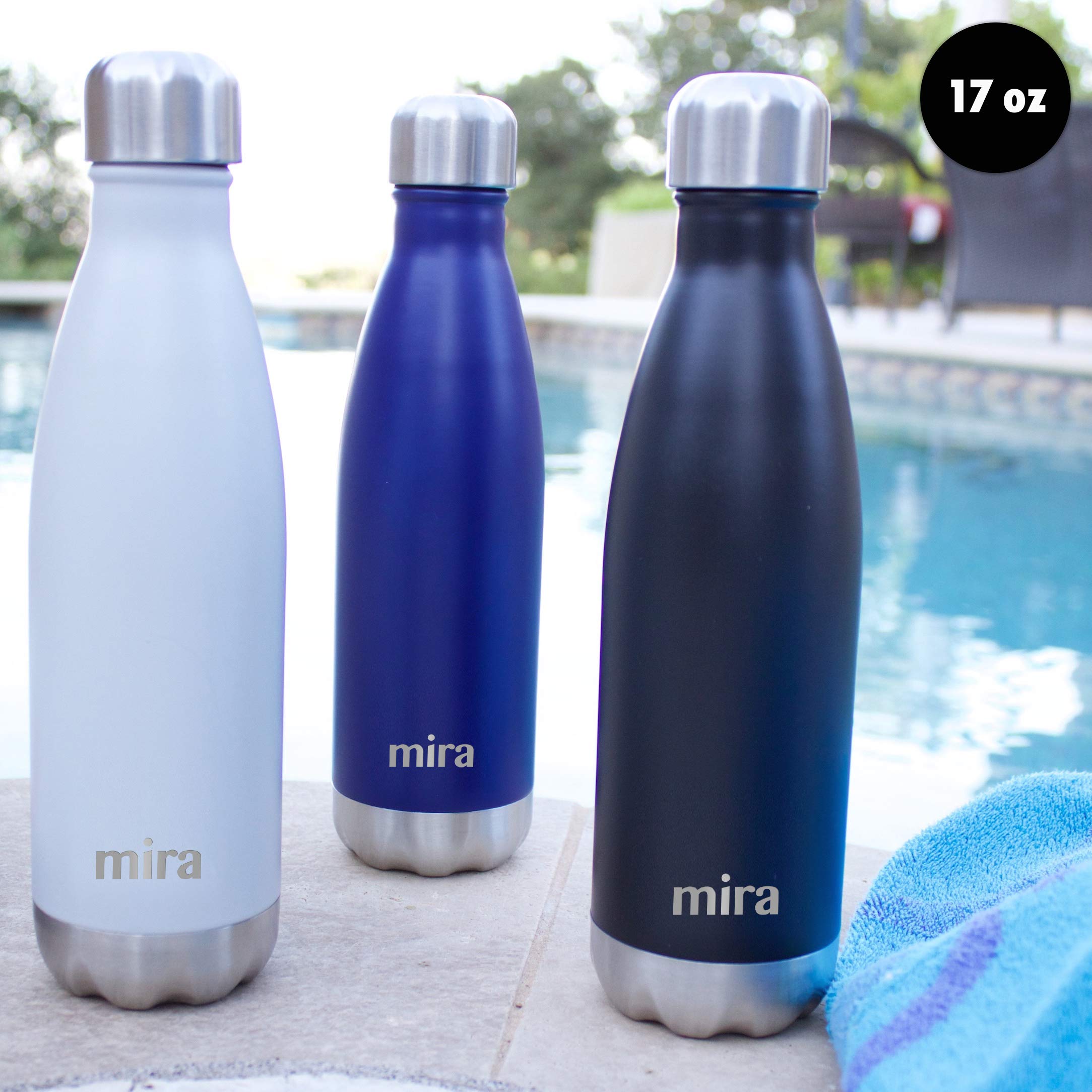 Mira 17 Oz Insulated Water Bottle - Stainless Steel Cola Shape Thermos - Double Wall