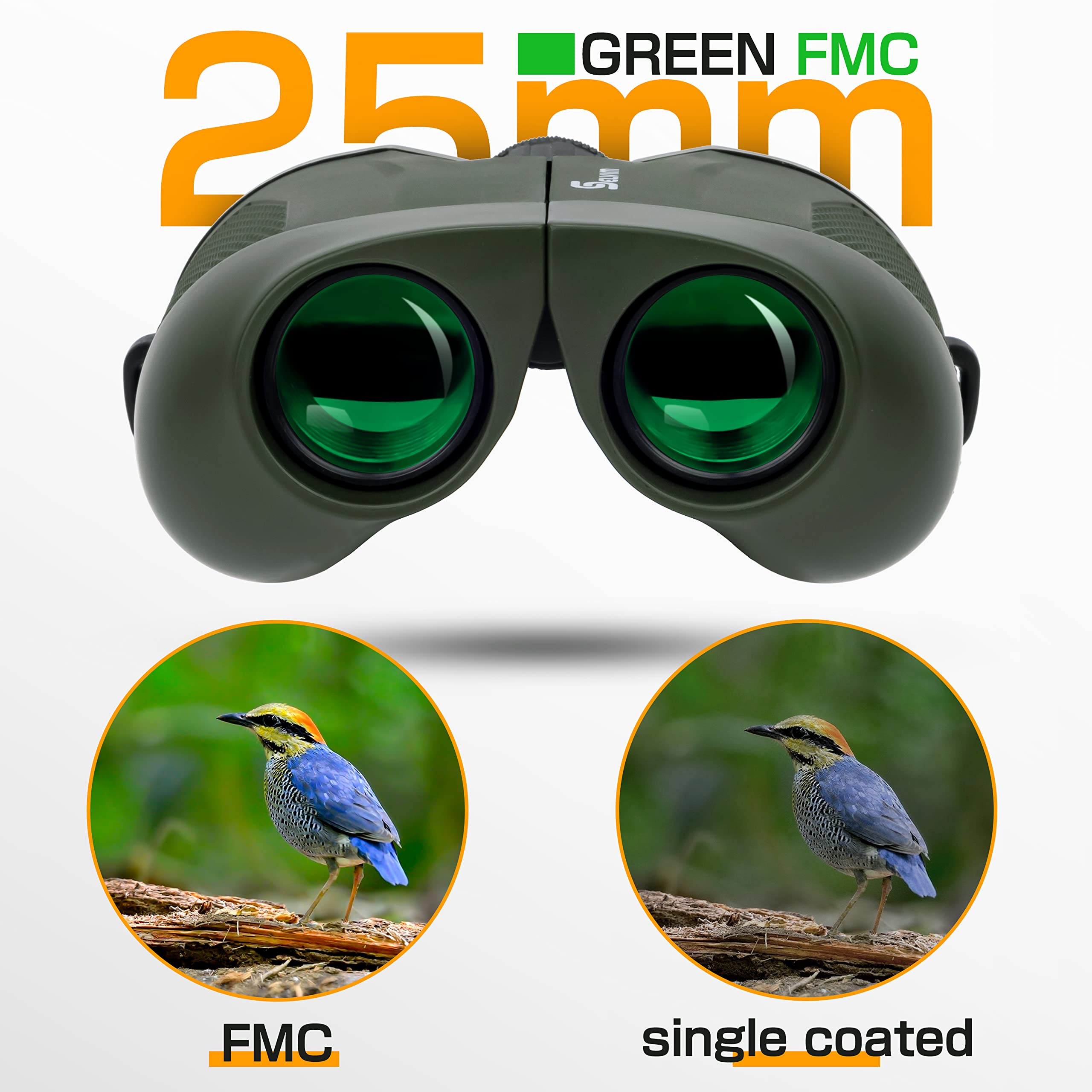 Selvim Selvim10X25 Binoculars For Adults And Kids, Compact Binoculars, Large Eyepiece And Clear Fmc Bak4 Prism Lens, For Bird Watching, Theater And Concerts, Hunting And Sport Games