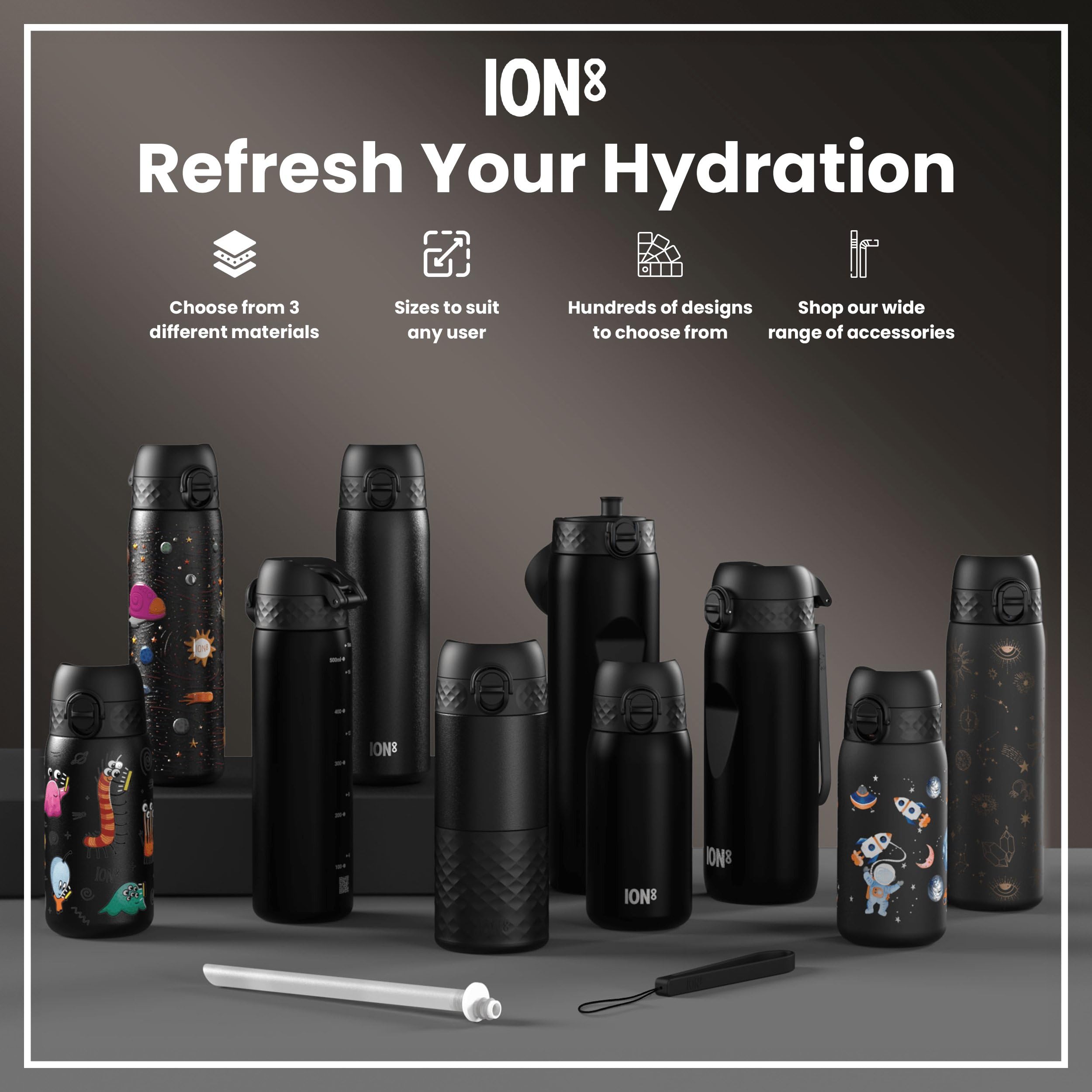 Ion8 Steel Water Bottle, 600 Ml/20 Oz, Leak Proof, Easy To Open, Secure Lock, Dishwasher Safe