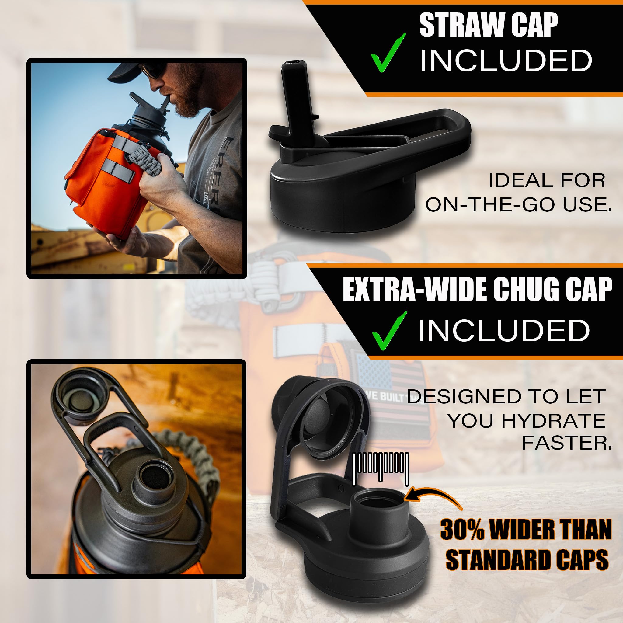 Iron Infidel Workforce Water Bottle - 64 Oz Insulated Stainless Steel  Half Gallon Vacuum Water