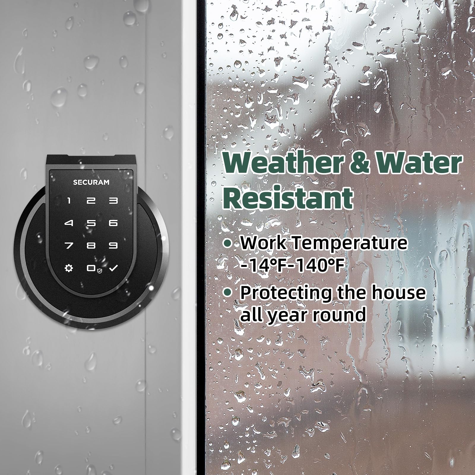 Securam Touch Fingerprint Smart Lock, Black, Biometric, Bluetooth Enabled, Auto Lock, Voice Control Via Alexa Or Google