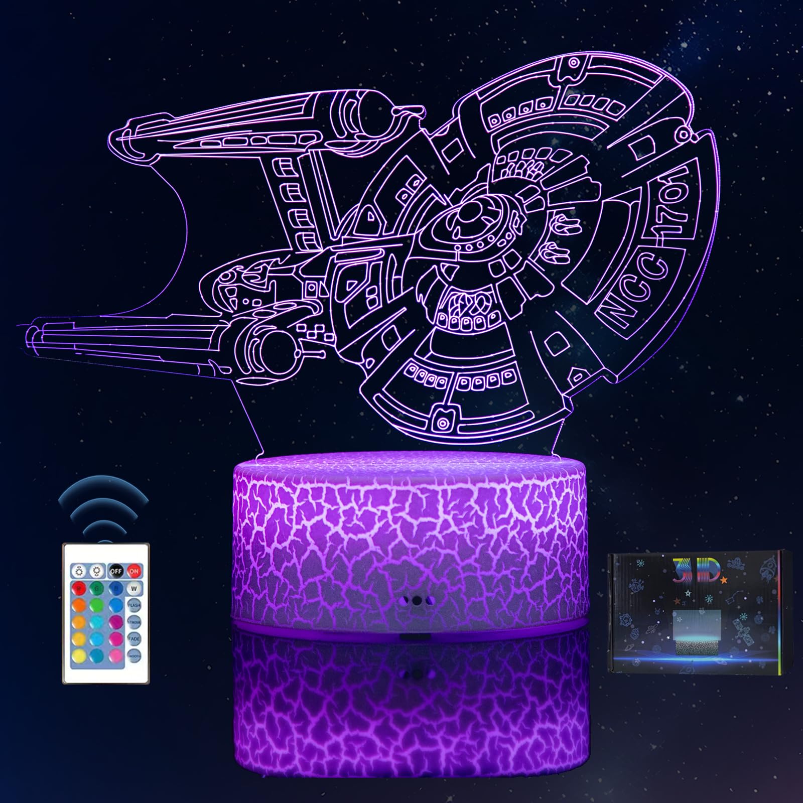 Dabaorry 3D Cool Night Ligh Led Table Lamp With Remote Control And Smart Touch Room Decor For Boy Girl Fans Birthday Christmas