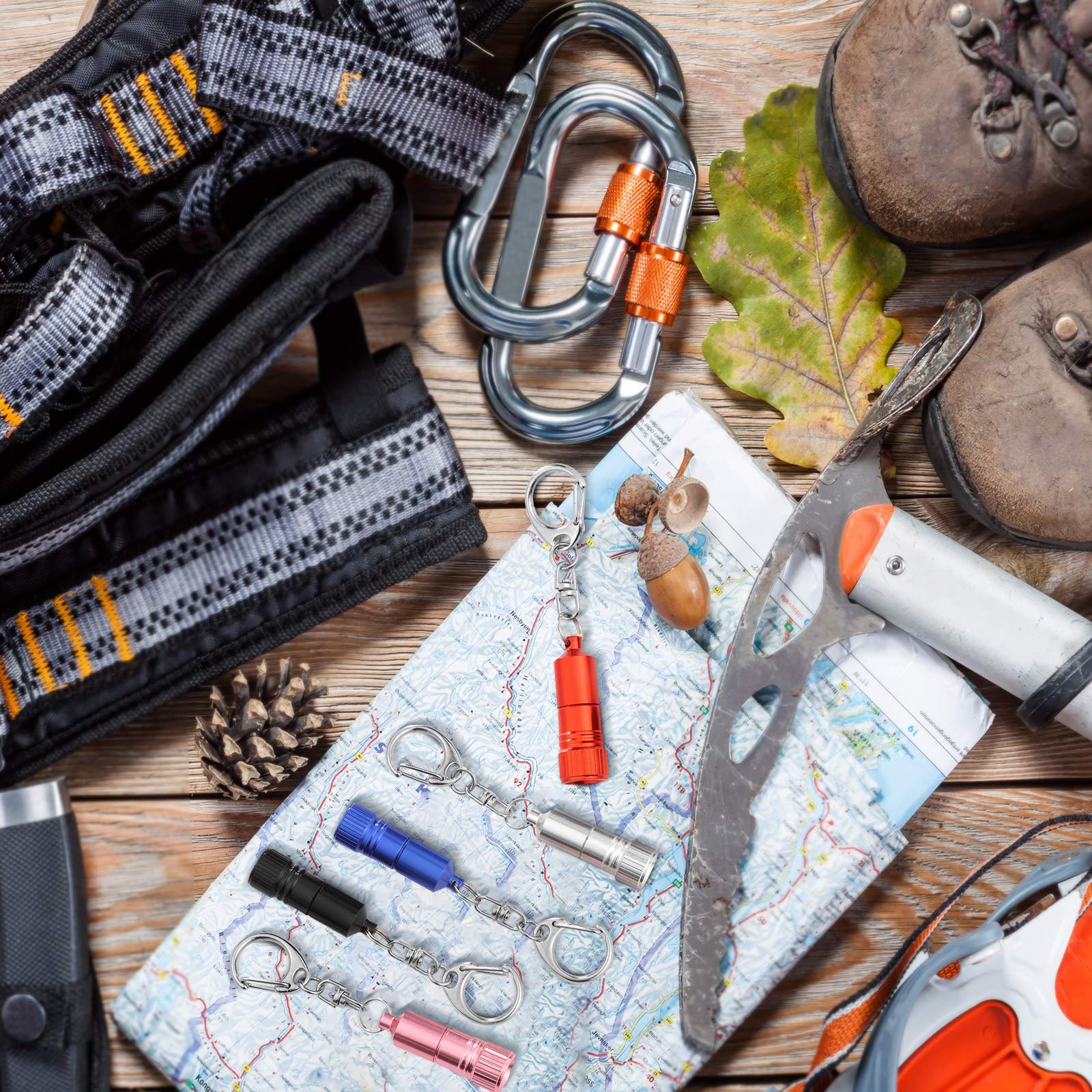 Mudder 10 Pieces Small Led Flashlight Keychain Bright Flashlight Keychain Ring Portable Torch With Hook For Camping, Battery Included