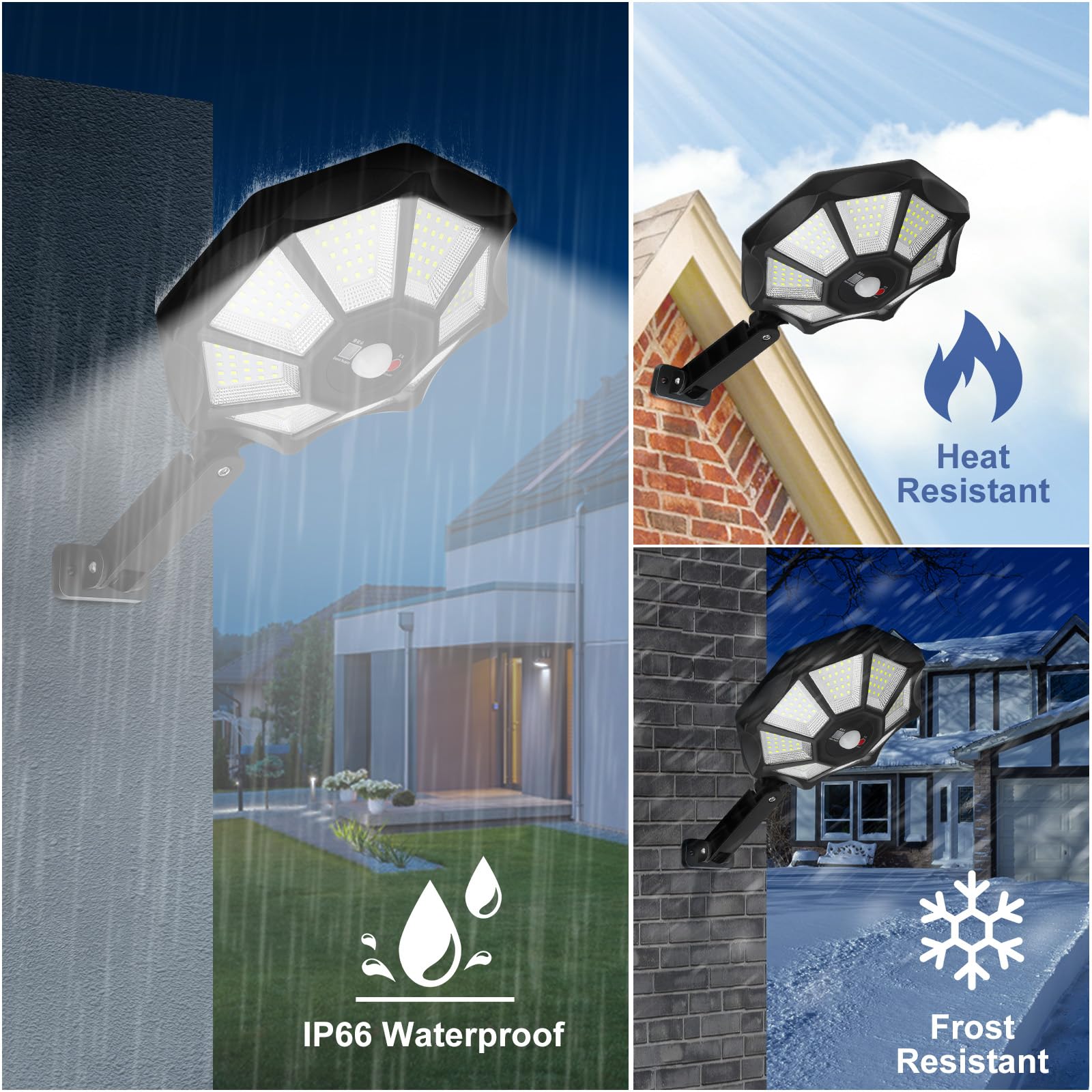 Aitermond 4-Pack 300W Solar Outdoor Lights, Dusk To Dawn Motion Sensor Flood Light, 168 Led Solar Powered Street Lights With Remote Control, 6500K Waterproof Security Lamp For Yard Parking Lot