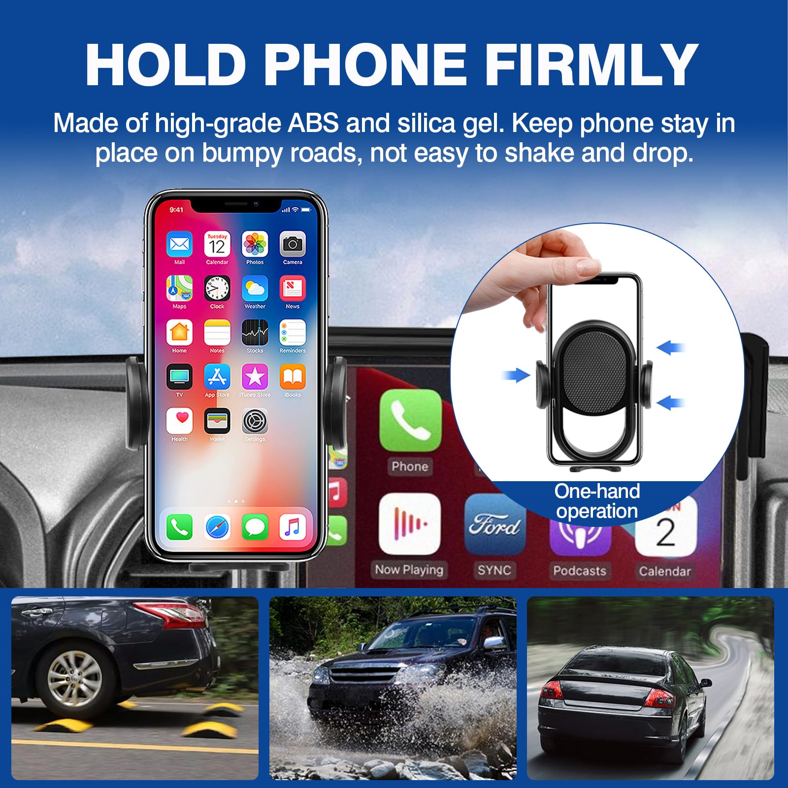 Autorder Car Phone Holder For     Ford Bronco Sport Accessories Phone Mount 8-Inch Screen Cell Phone Automobile Cradles Hands- 360 Degree Rotation