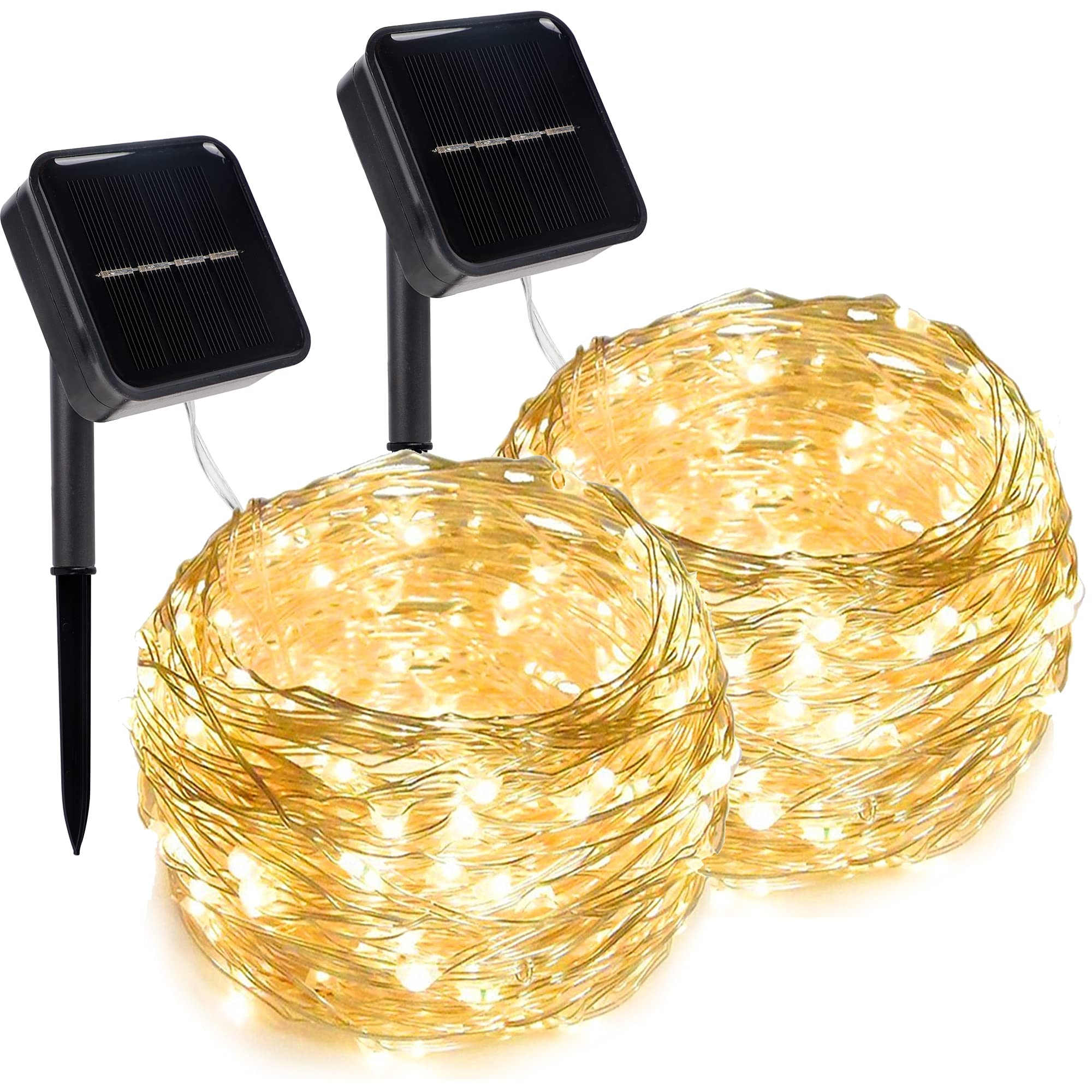 Twinkle Star 2 Pack Solar String Lights Outdoor, Total 80 Ft 240 Led Solar Fairy Lights Outside Waterproof 8 Modes, Christmas Tree Light For Patio Garden Party Backyard Wedding Decor Warm White