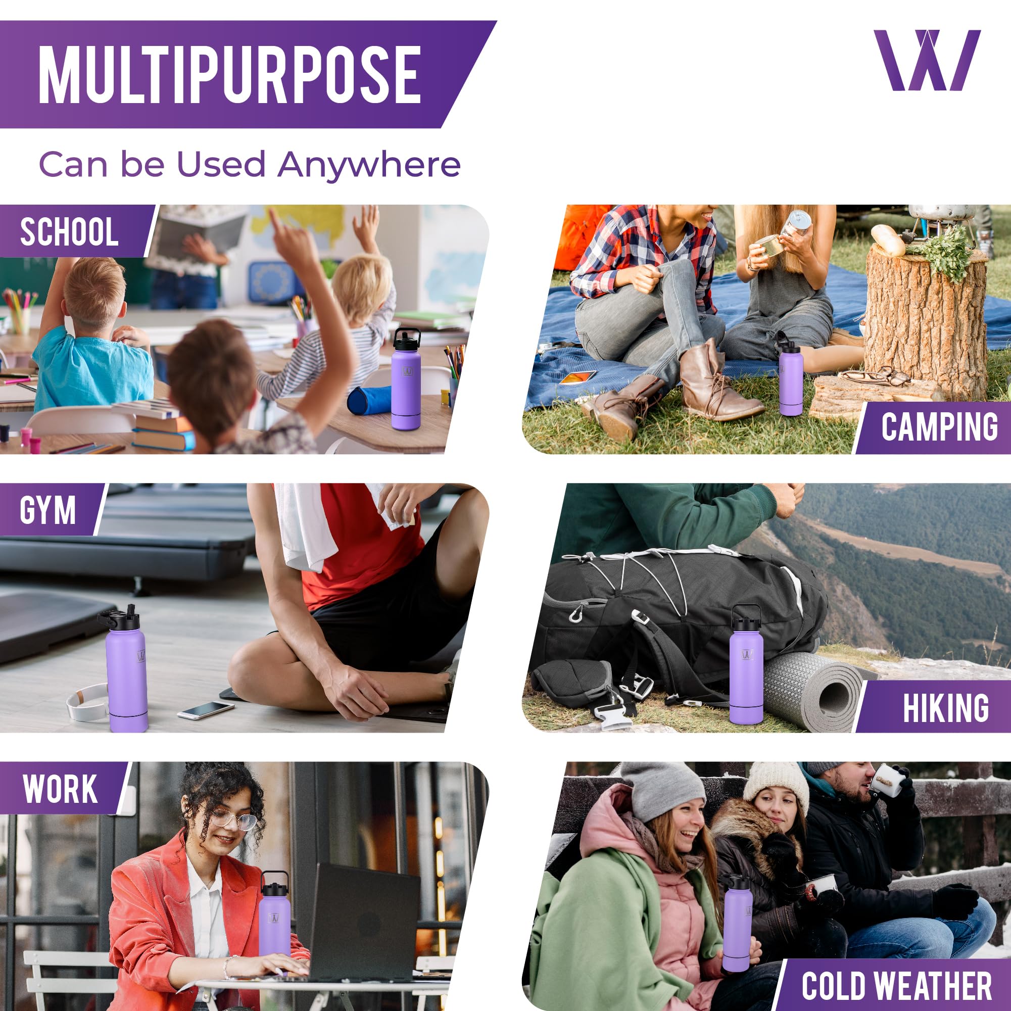 Insulated Sports Water Bottle - Wongle 32 Oz Water Bottle With Discrete Storage Compartment