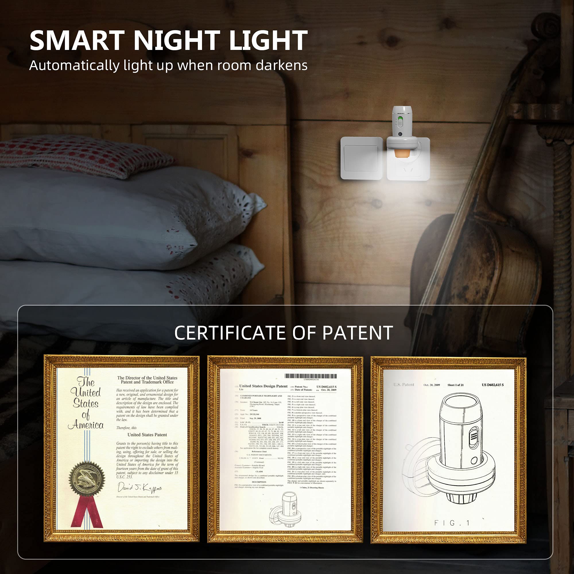 Aosbet Thovas Emergency Led Flashlight, 3-In-1 Rechargeable Power Failure Light, Multi-Function Portable Automatically Handheld Lights For Home, Lighting Sensor Night Light, 2 Packs