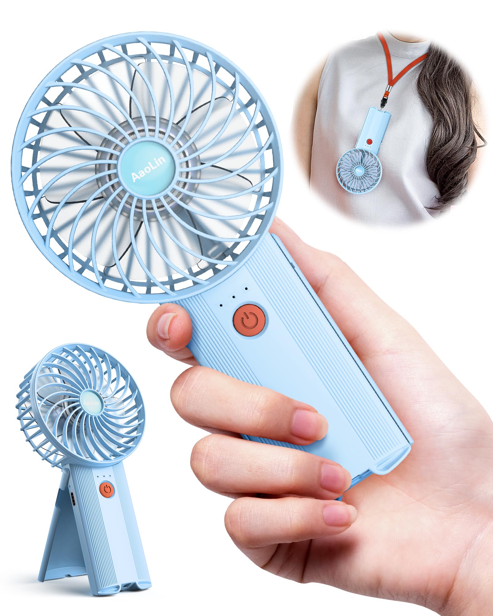 Mini Portable Folding Handheld Fans Usb Rechargeable Personal Fan Neck Desktop 4-Speed 3-In-1 Silent