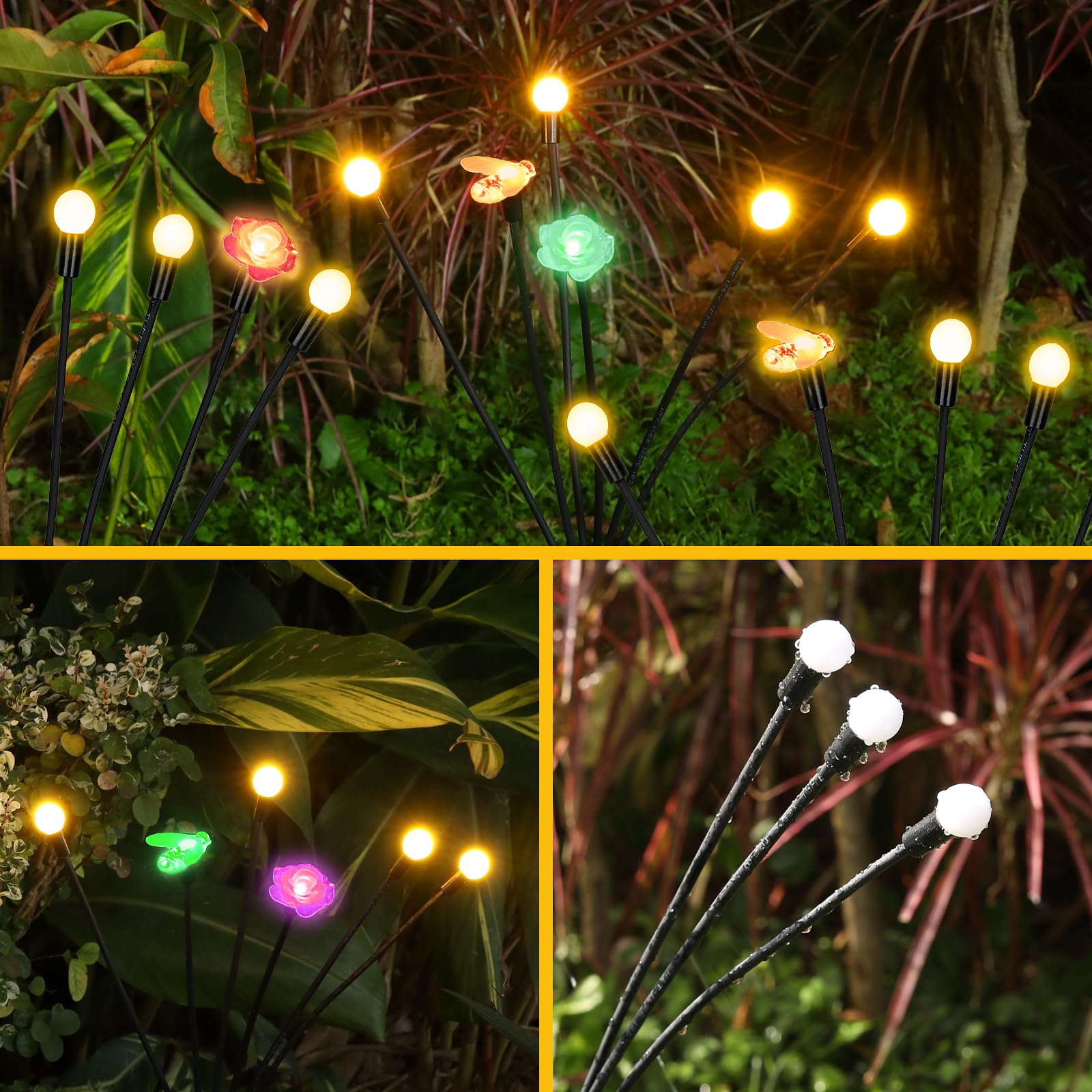 Sublimation Solar Garden Lights - Leaf Design, Firefly Lights, Outdoor Waterproof, Warm White
