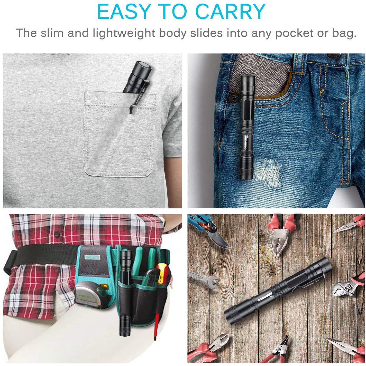 Cosmoing Pen Flashlight, 3 Modes Small Pen Light Flashlight, Super Bright Powered By 2Xaa Battery(Not Included) Ip54 Waterproof With Pocket Clip Penlight For Camping, Inspection, Medical, Emergency