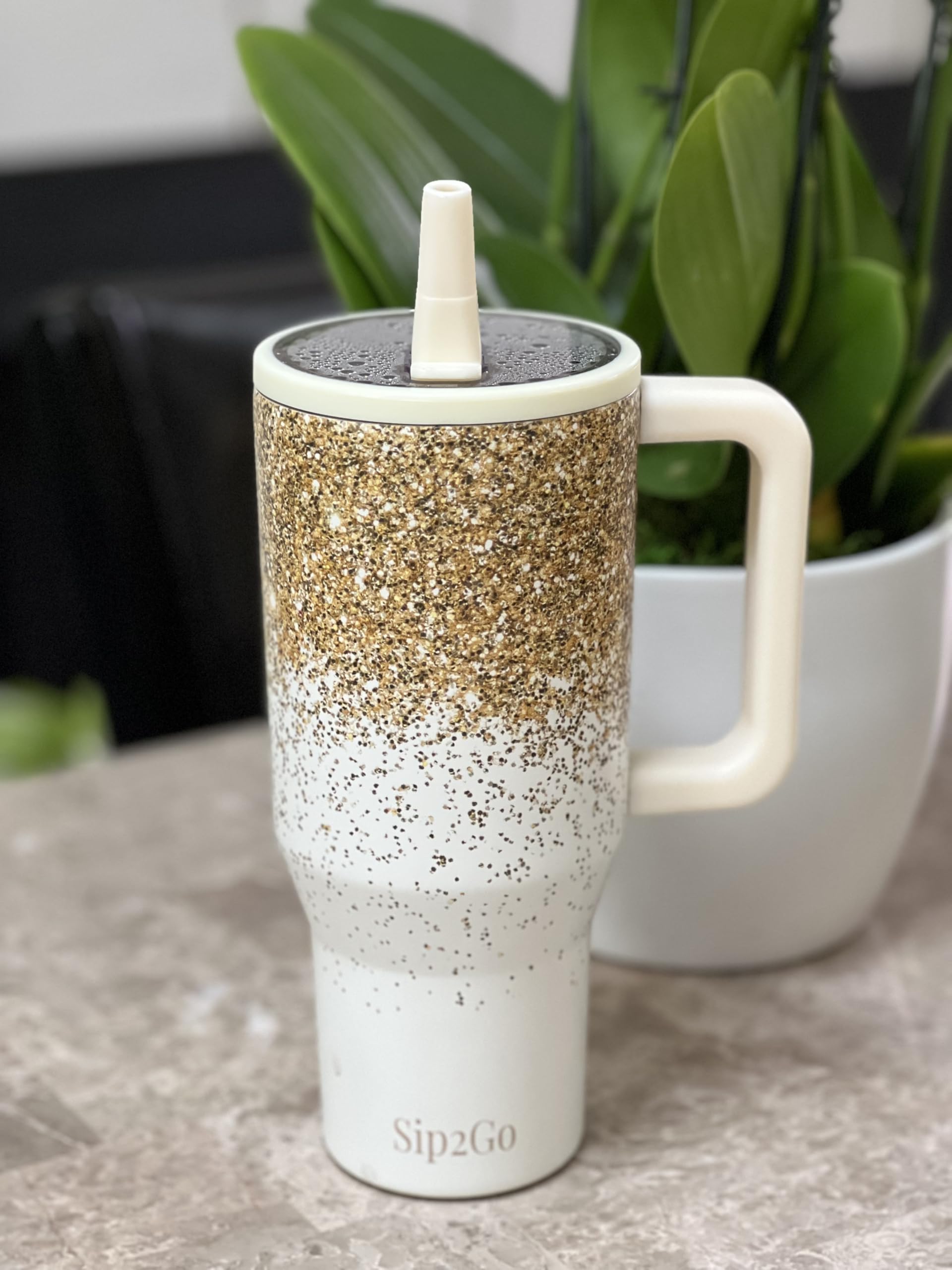 Tumbler - 30 Oz Water Bottle With Handle & Flip Straw - Fits In Cup Holder, Leak Resistant Tumbler