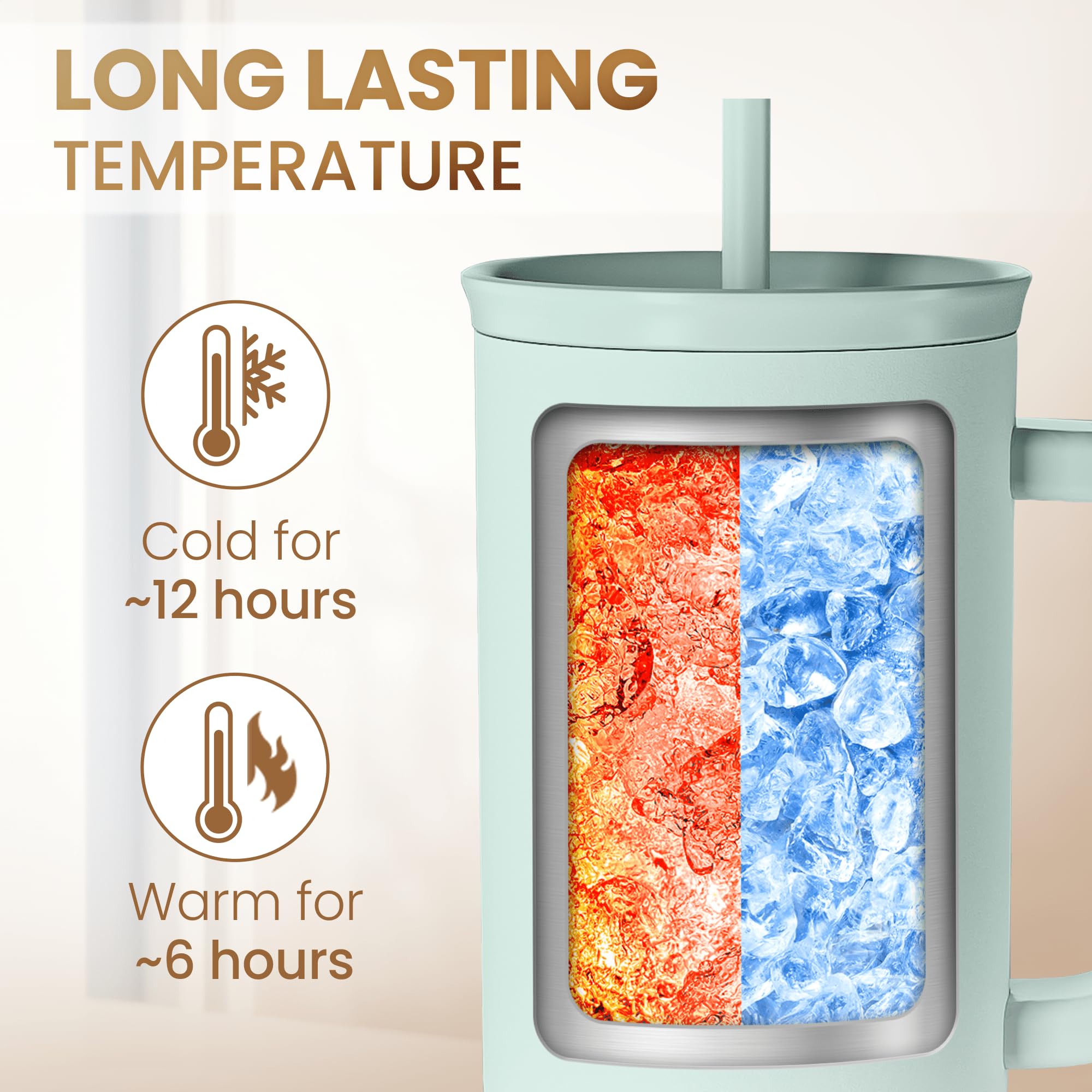 Personalized Monogrammed Tumbler With Handle 40Oz, Letter V Tumblers Insulated Coffee Travel Cup