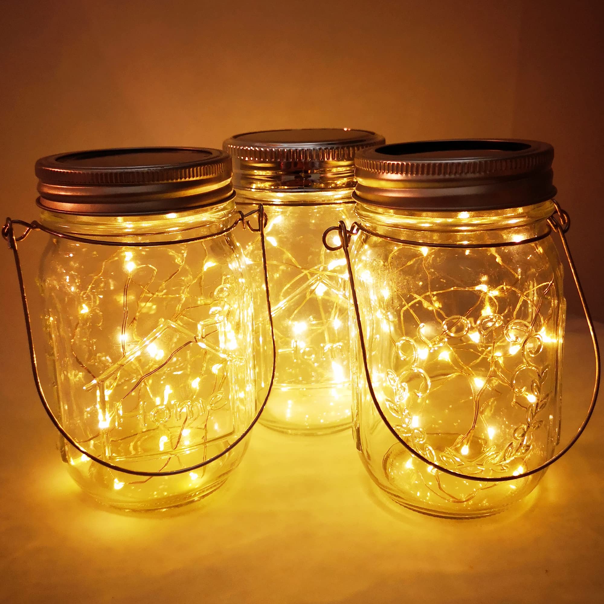 Aikeve Mason Jar Solar Lights,8 Pack 30 Leds Fairy Hanging Mason Jar Lights,Solar Lanterns For Outdoor Patio Party Garden Wedding Christmas Decor Lights(Mason Jars/Handles Included)