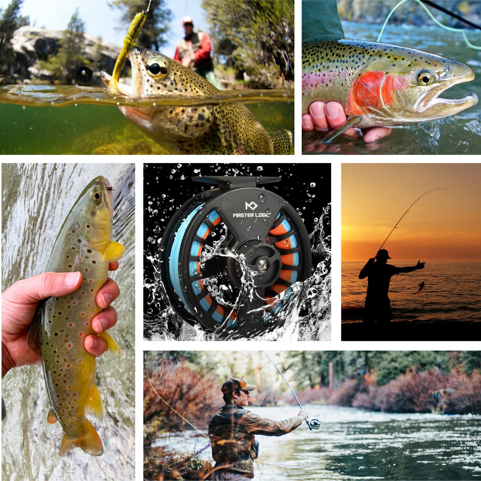 Master Logic Master One Fly Fishing Reel 5/6Wt, Quick Push Button Switch, Durable Pre-Loaded Fly Reel With Line Combo