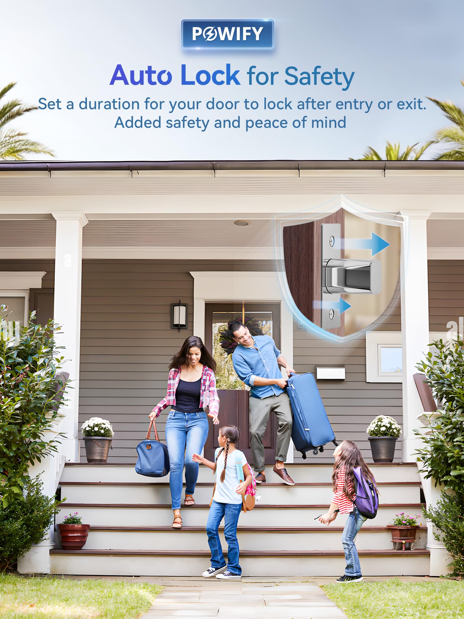 Powify Keyless Entry Door Lock With Handle, App Control Smart Front Lock Set, Keypad Door Lock With Handle, Keypad Deadbolt Auto Lock, Easy To Install, Bluetooth, Black