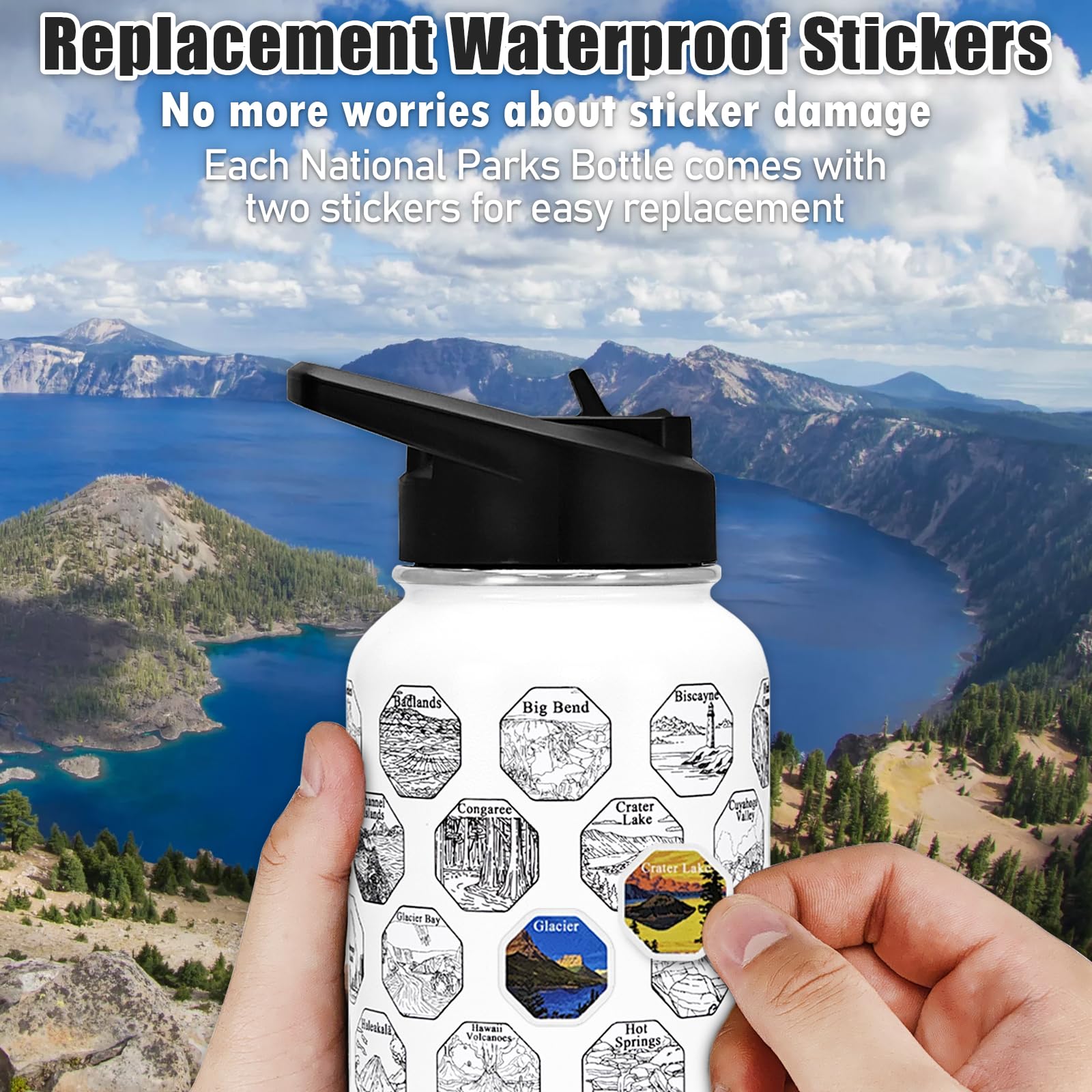 63 National Parks Water Bottle With Stickers,32 Oz Stainless Steel Insulated Water Bottle