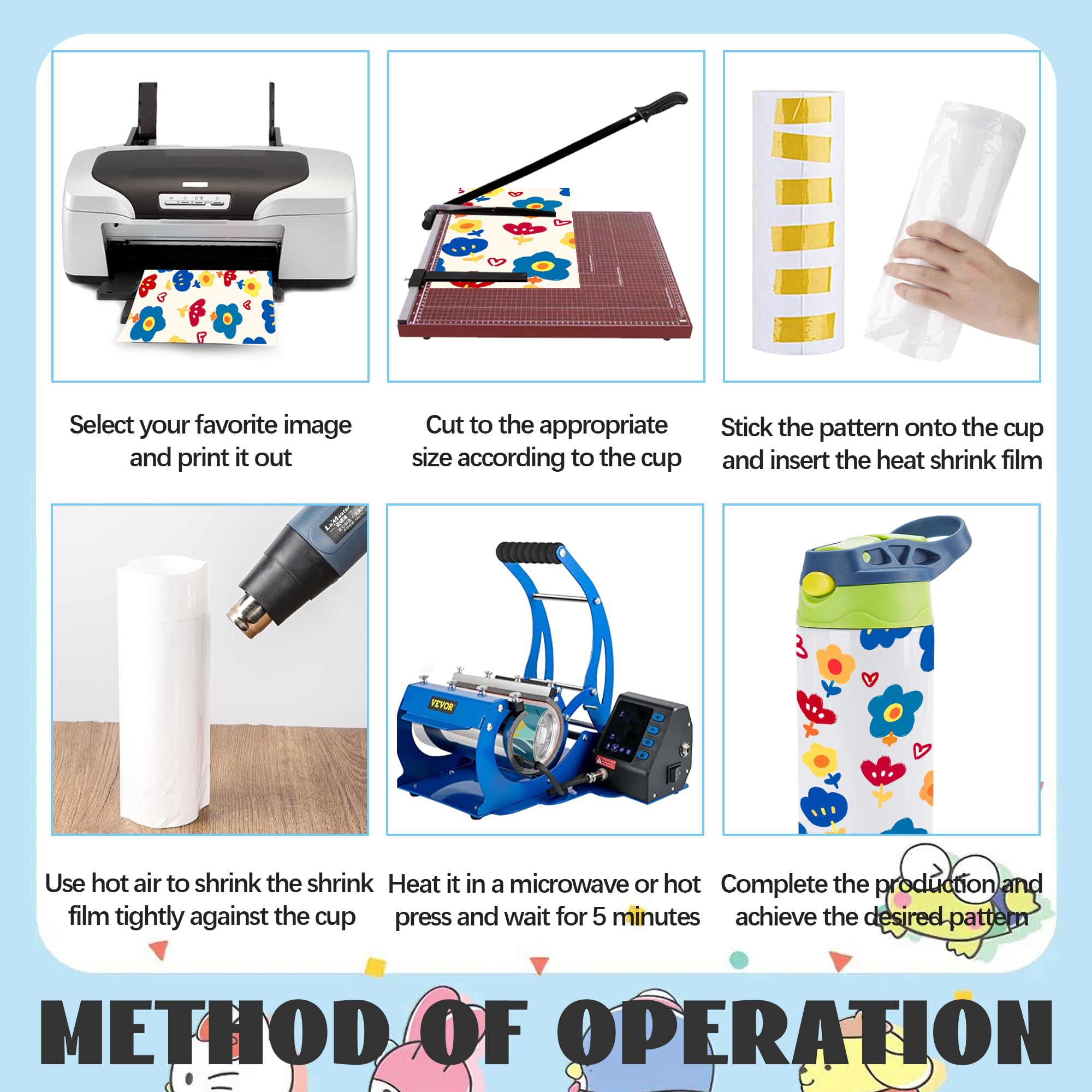 Joyclub 5 Pack Kids Sublimation Tumbler With Lid And Straw 12 Oz Kids Sublimation Water Bottles