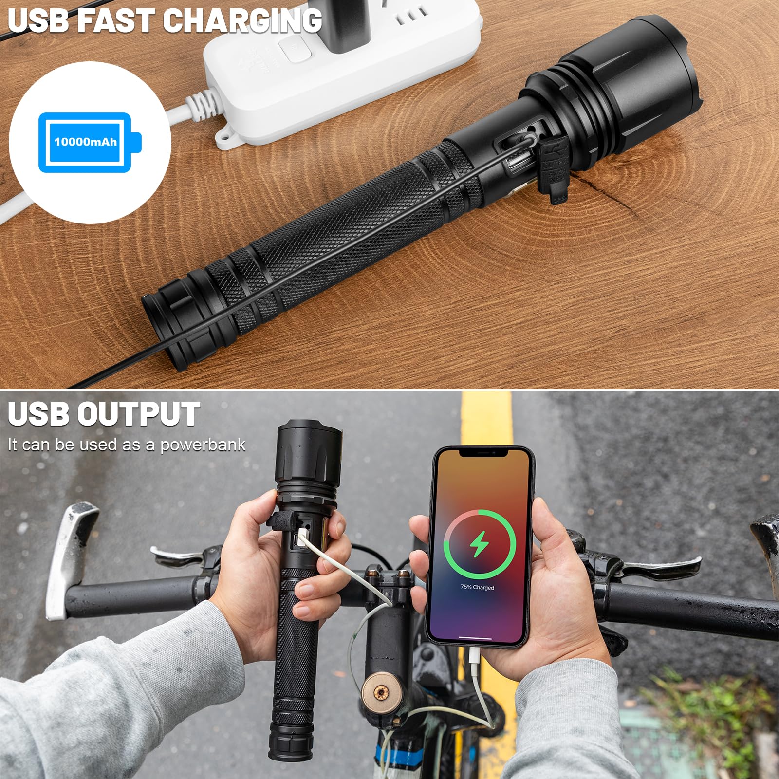 Cinlinso Rechargeable Led Flashlights High Lumens, 990,000 Lumens Super Bright Flash Light With 10000 Mah Βattery & 7 Modes, Powerful Handheld Waterproof Flashlights For Home Camping Emergencies