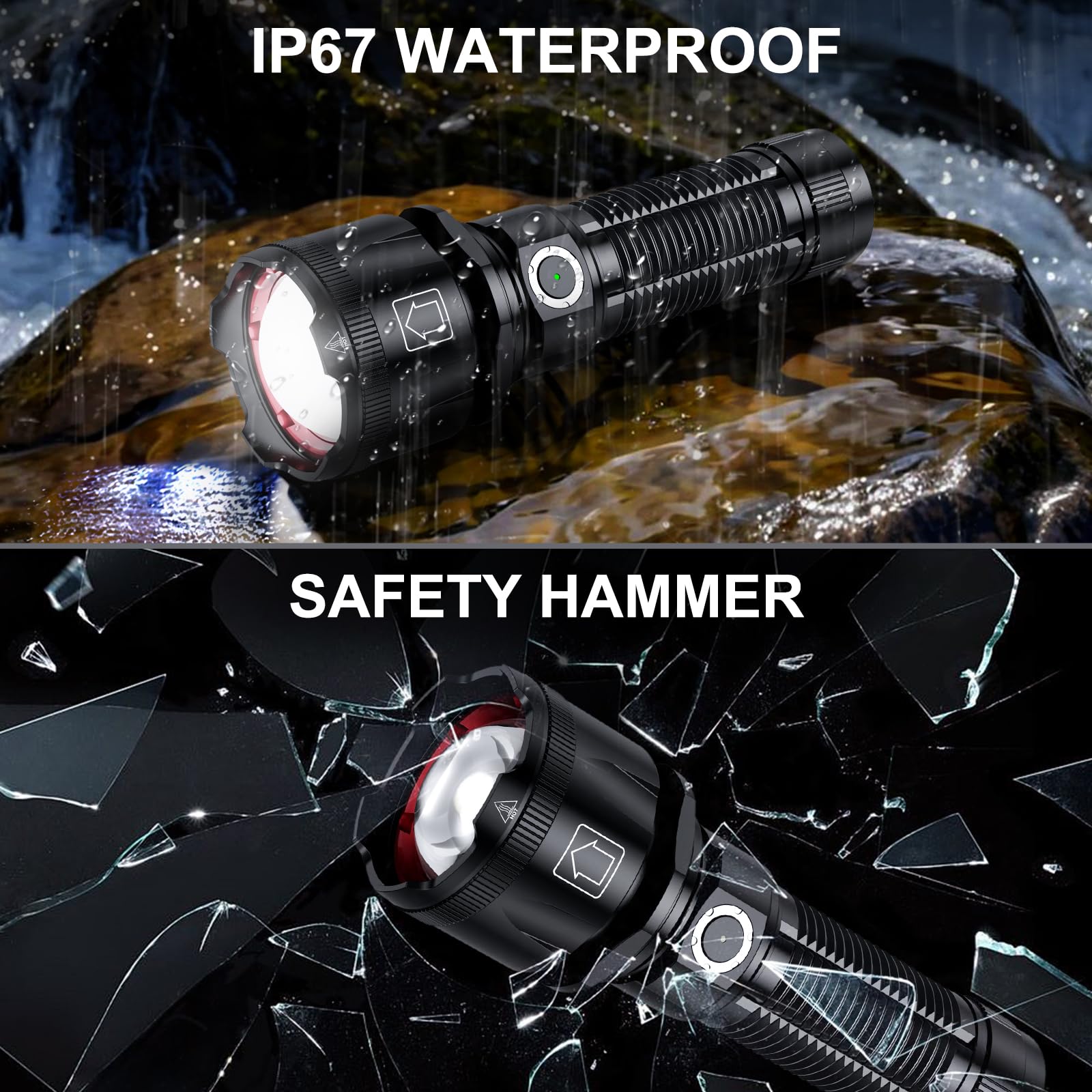 Grentay Flashlights 1800.000 High Lumens, Rechargeable Super Bright Flashlight With 5 Light Modes, Zoomable, Ip67 Waterproof, Powerful Utility Flashlight For Home Emergencies Camping