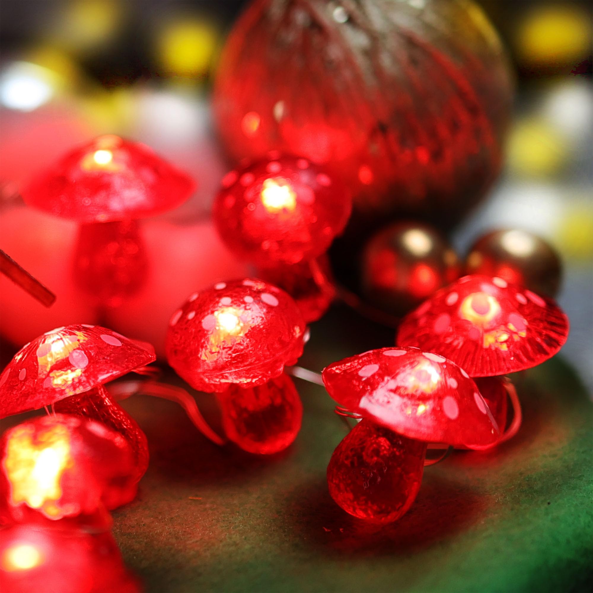 Belniak 3D Mushroom Solar Lights For Outside Solar Garden Lights-40Led 14Ft Waterproof Fairy Mushroom Novelty Mushroom Decor For Yard Patio Window Balcony Yule Decoration