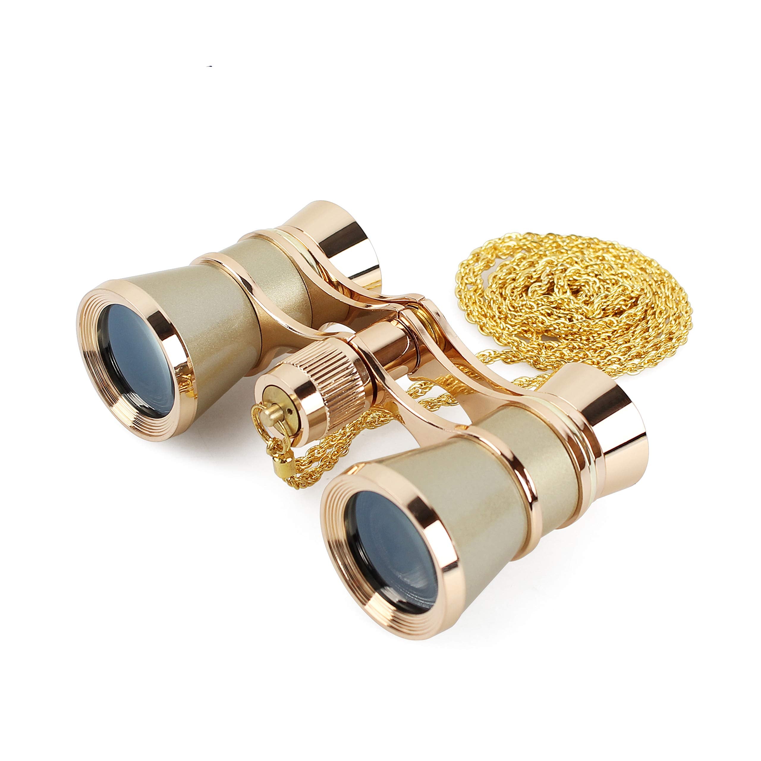 Aomekie Opera Glasses Binoculars 3X25 Theater Glasses Mini Binocular Compact With Chain For Adults Women Kids In Musical Concert(Gold)