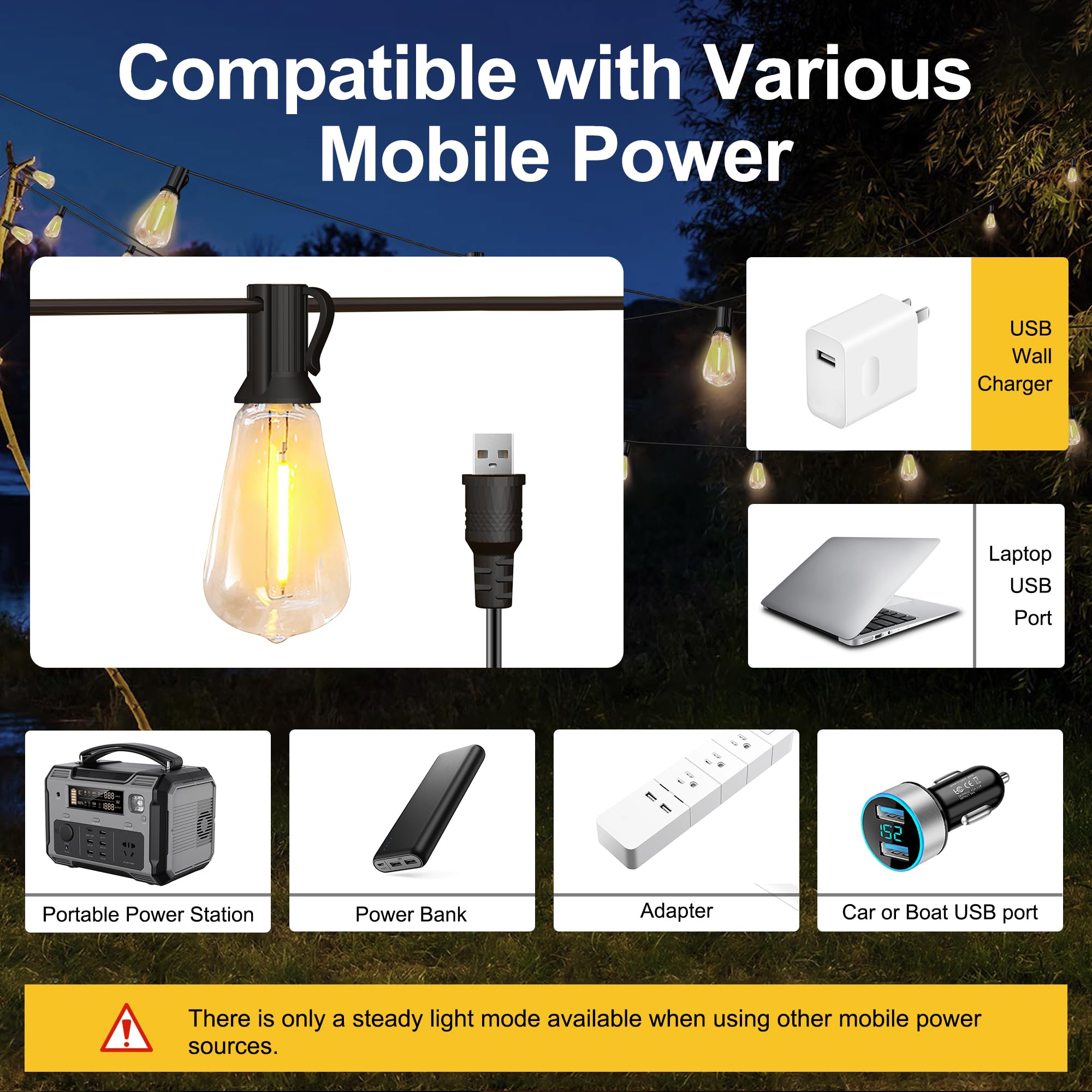 Stright Solar Powered String Light 240Ft With Remote Control 8 Light Modes, Weatherproof Shatterproof St38 Led Bulb, Total 60 Sockets, 1 To 4 Splitter Cord String Lights (End To End 60Ft, Total 240Ft)