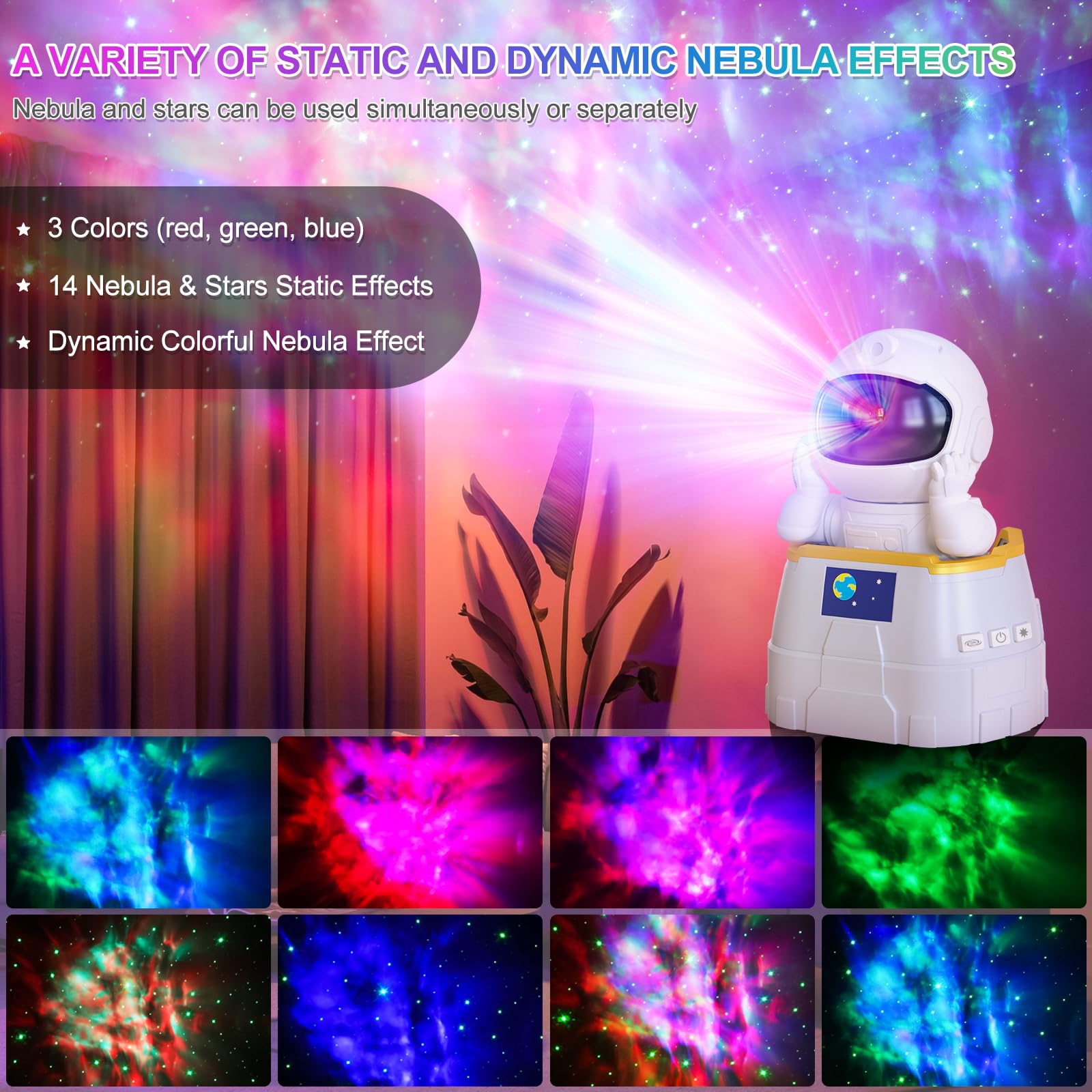 Haksimey Astronaut Galaxy Projector With Bluetooth Speaker, Nebula Night Light, 360 Adjustable Star Projector For Kids, Bedroom