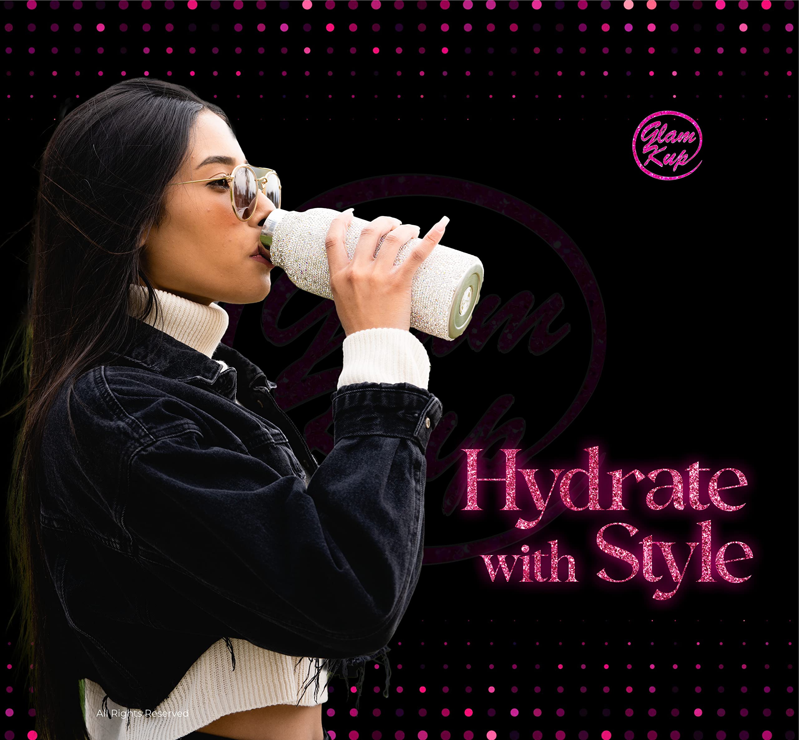 Diamond Water Bottle Bling Cup Glitter Water Bottle Rhinestone Dazzling Stainless Steel