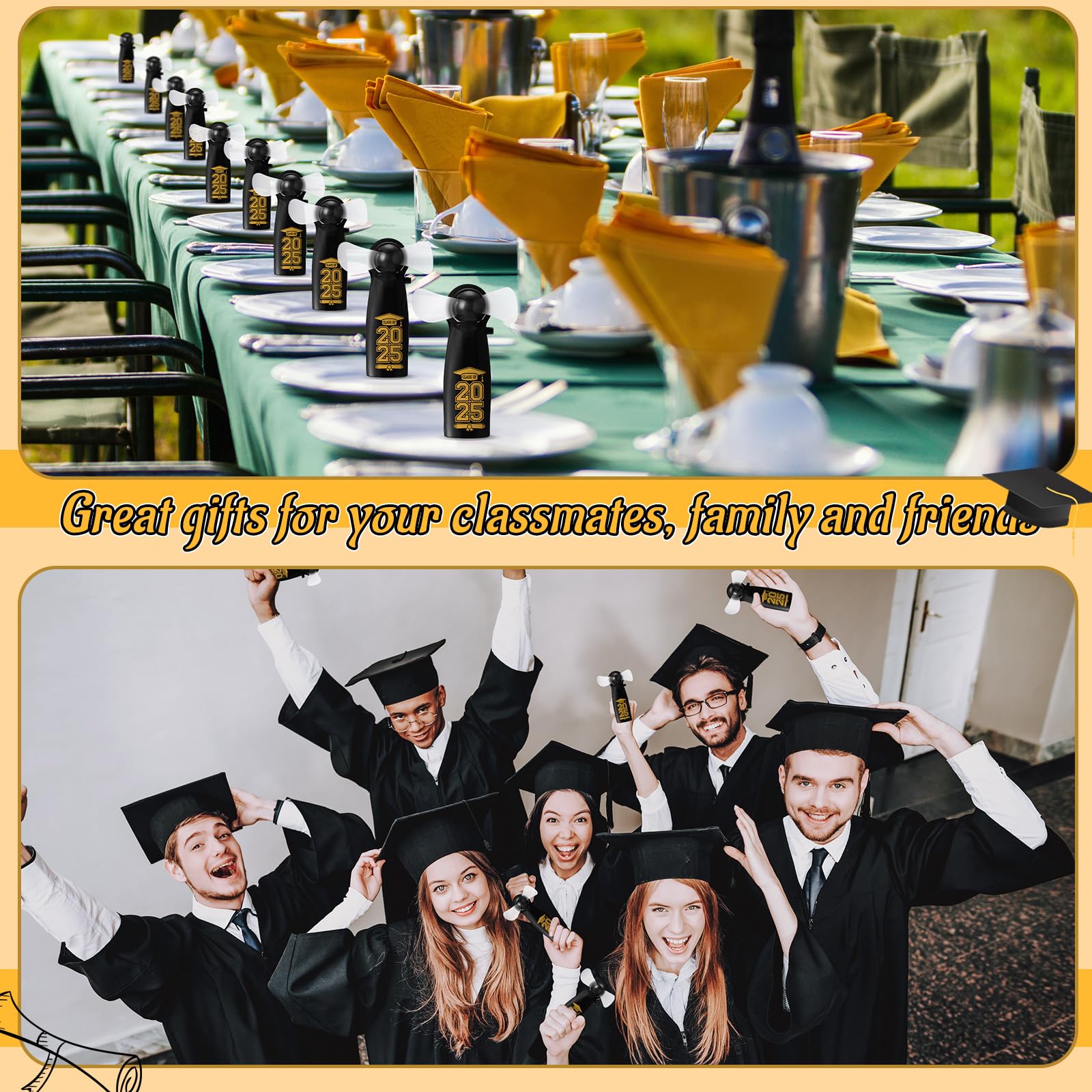 Vihose 24 Pcs Mini Portable Graduation Fan Bulk Powerful Handheld Fan Electric Personal Battery Hand