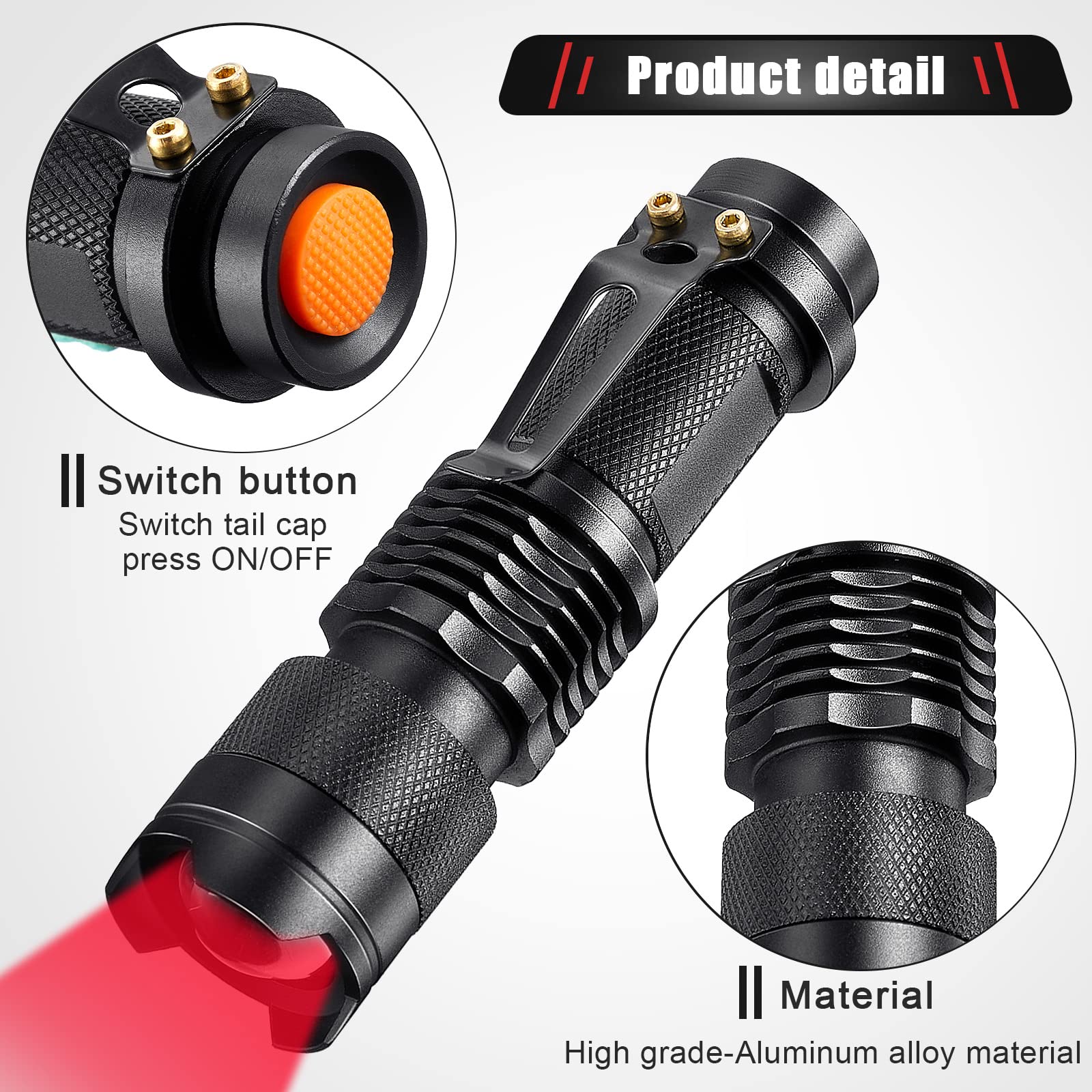 Yahenda 20 Pcs Red Flashlights Bulk Single Mode Red Led Flashlight Aa Battery Powered Dimmable Mini Torch Light Small Powerful Red Light Flashlight For Night Astronomy Stargazing Hunting, Animal Safe