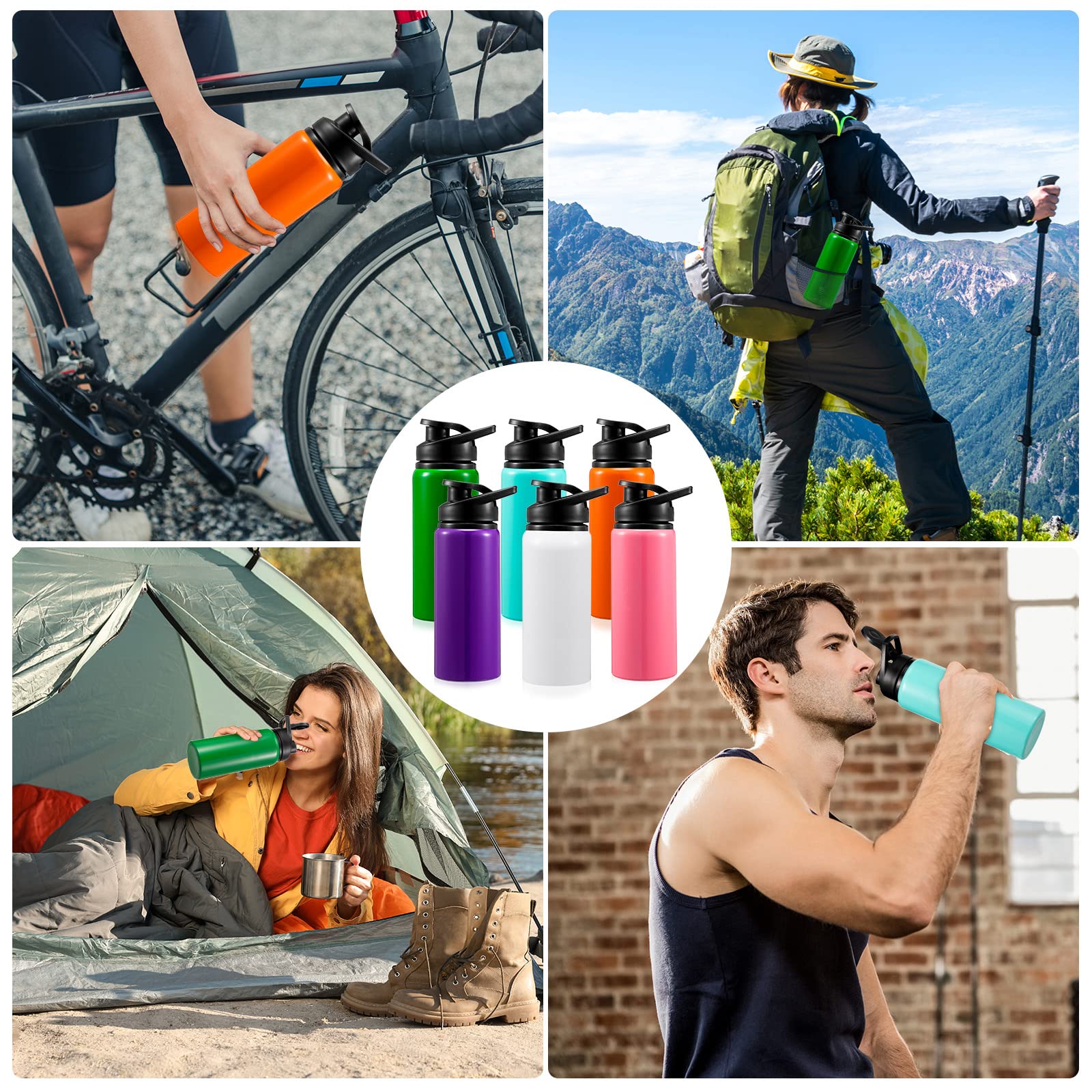 10 Pcs Aluminum Water Bottle 17 Oz Reusable Bike Snap Lid Metal Water Bottle Lightweight Portable