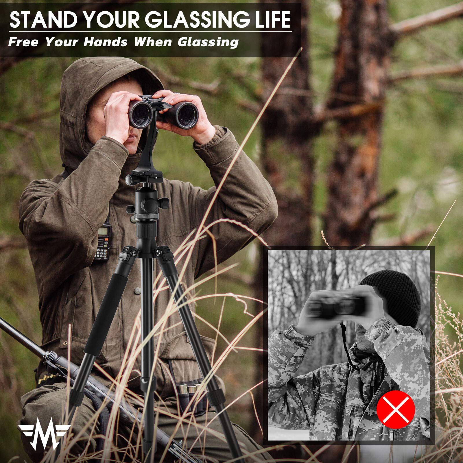 Tezoro Binocular Tripod Adapter, Binocular Mount 1/4 Inch Threading Mount Aluminium,Tripod Adapter For Bird Watching, Safari Sports Events, Optics Uni-Adaptor Tripod