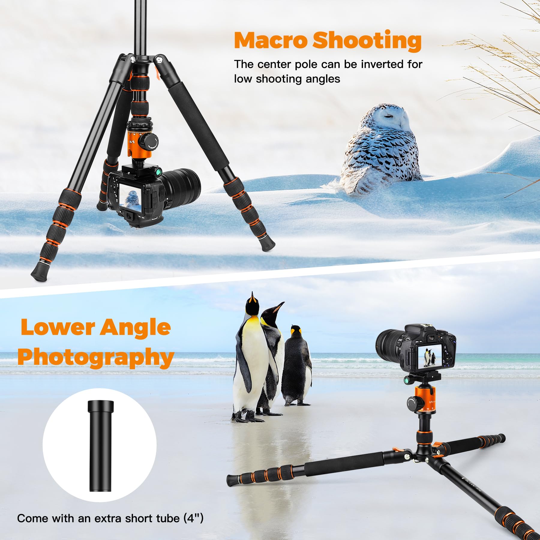 Victiv 80" Camera Tripod, Aluminum Heavy Duty Tripod Stand With 360° Ball Head, Camera Tripods & Monopods With Carry Bag, Suitable For Canon Nikon Binoculars Spotting Scope Telescope