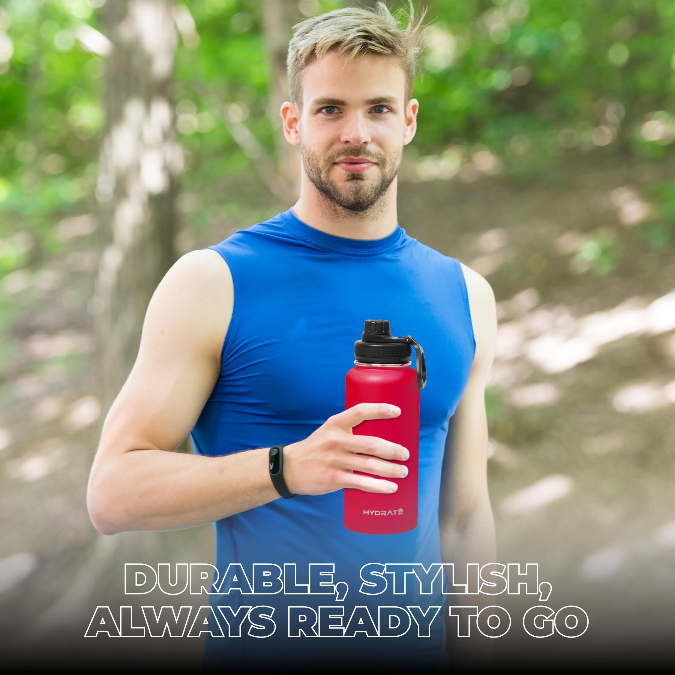 Hydrate 32 Oz Water Bottles Insulated For Hot And Cold Drinks - Leakproof, Flip Cap Metal Tumbler