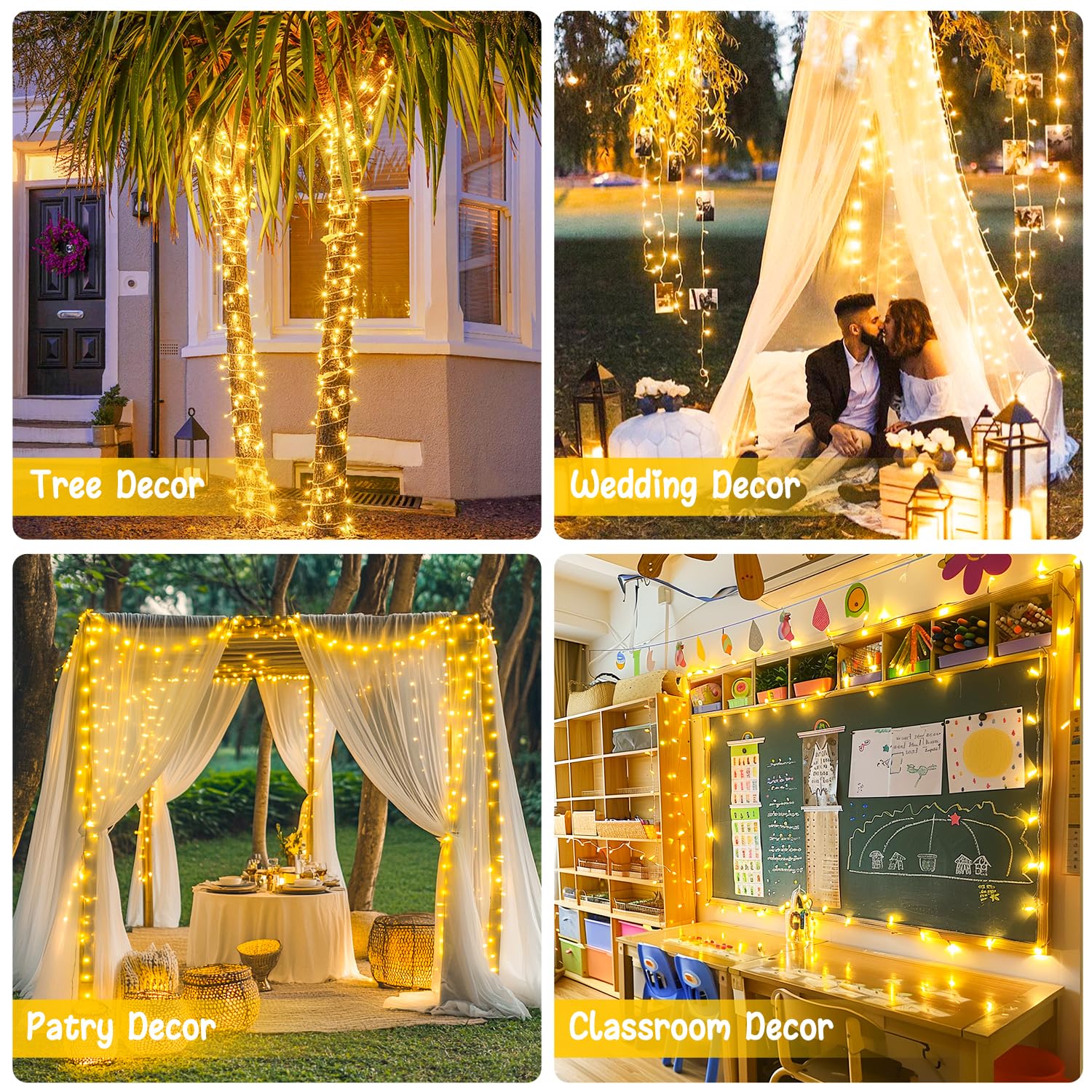 Jmexsuss 2 Pack Battery Operated String Lights With Remote Outdoor Indoor, Each 33Ft 100 Led Twinkle Fairy Lights Battery Operated For Bedroom Party Wedding Classroom Tree Christmas Decor (Warm White)