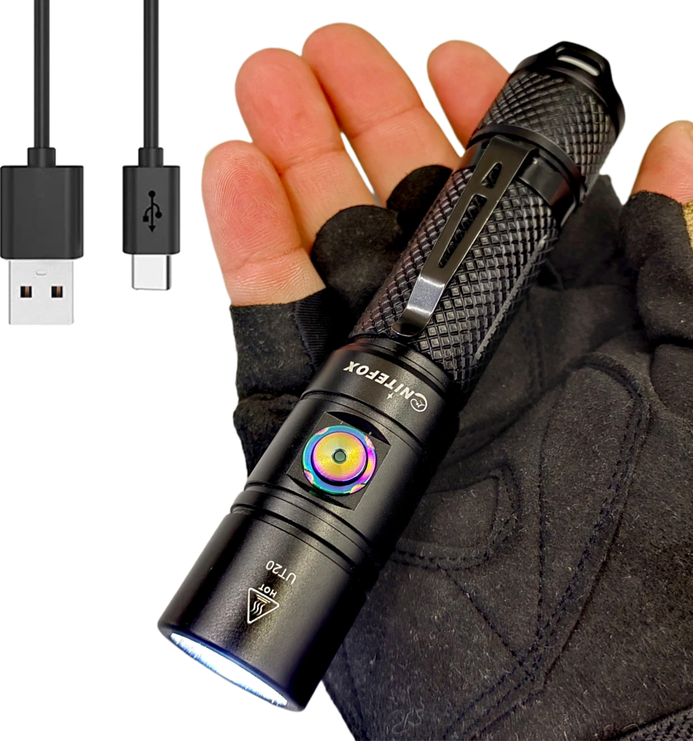 Nitefox Rechargeable Led Flashlight Bright Pocket Flashlight 1500Lm Handheld Flashlight Waterproof For Everyday Carry Indoor/Outdoor Hiking,Camping,Security,Emergency...(Ut20)