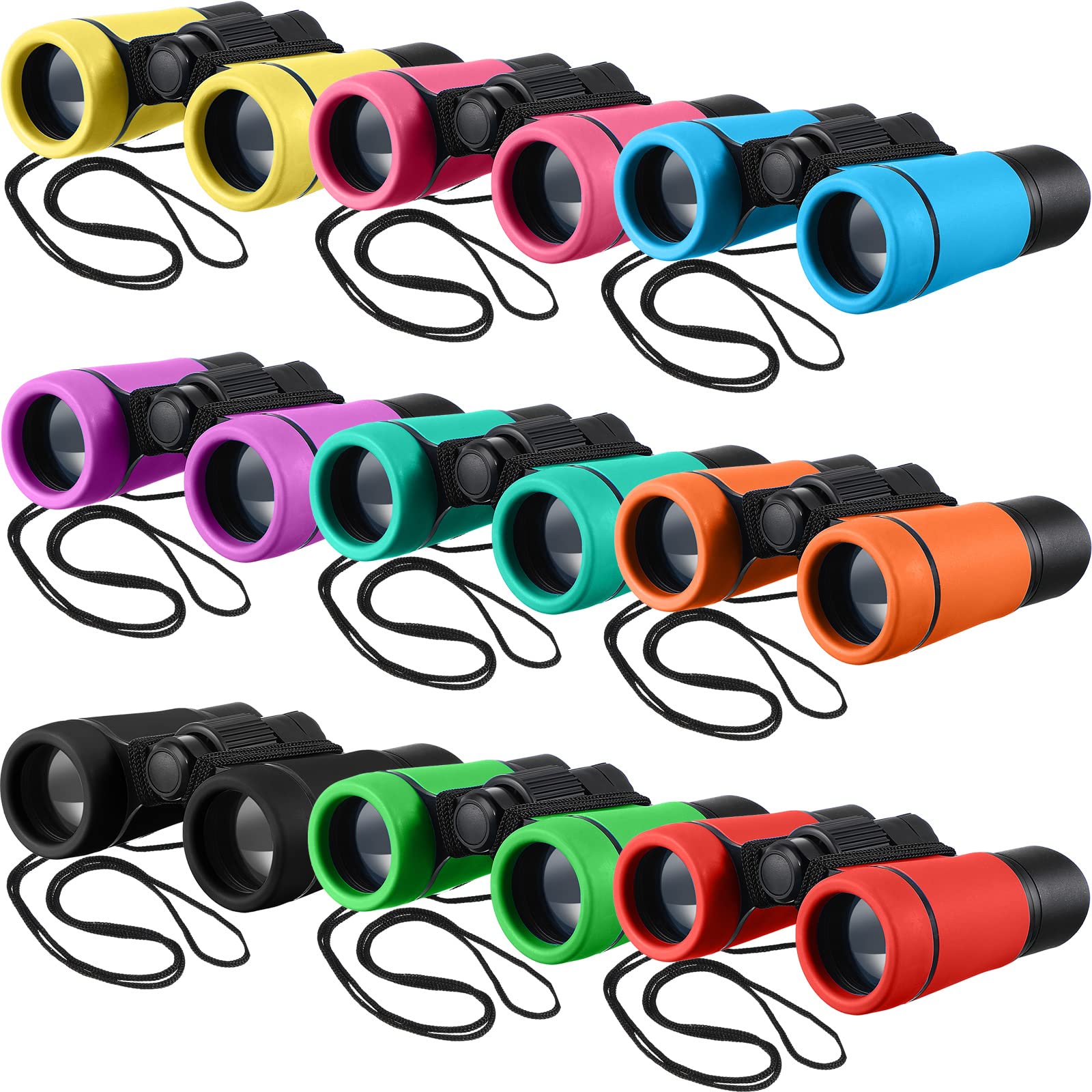 Yunsailing 9 Pack Kid Binoculars Shockproof Mini Compact Binoculars For 3-12 Years Boys Girls Folding Small Telescope For Kids Bird Watching Camping Outdoor Play, 9 Colors