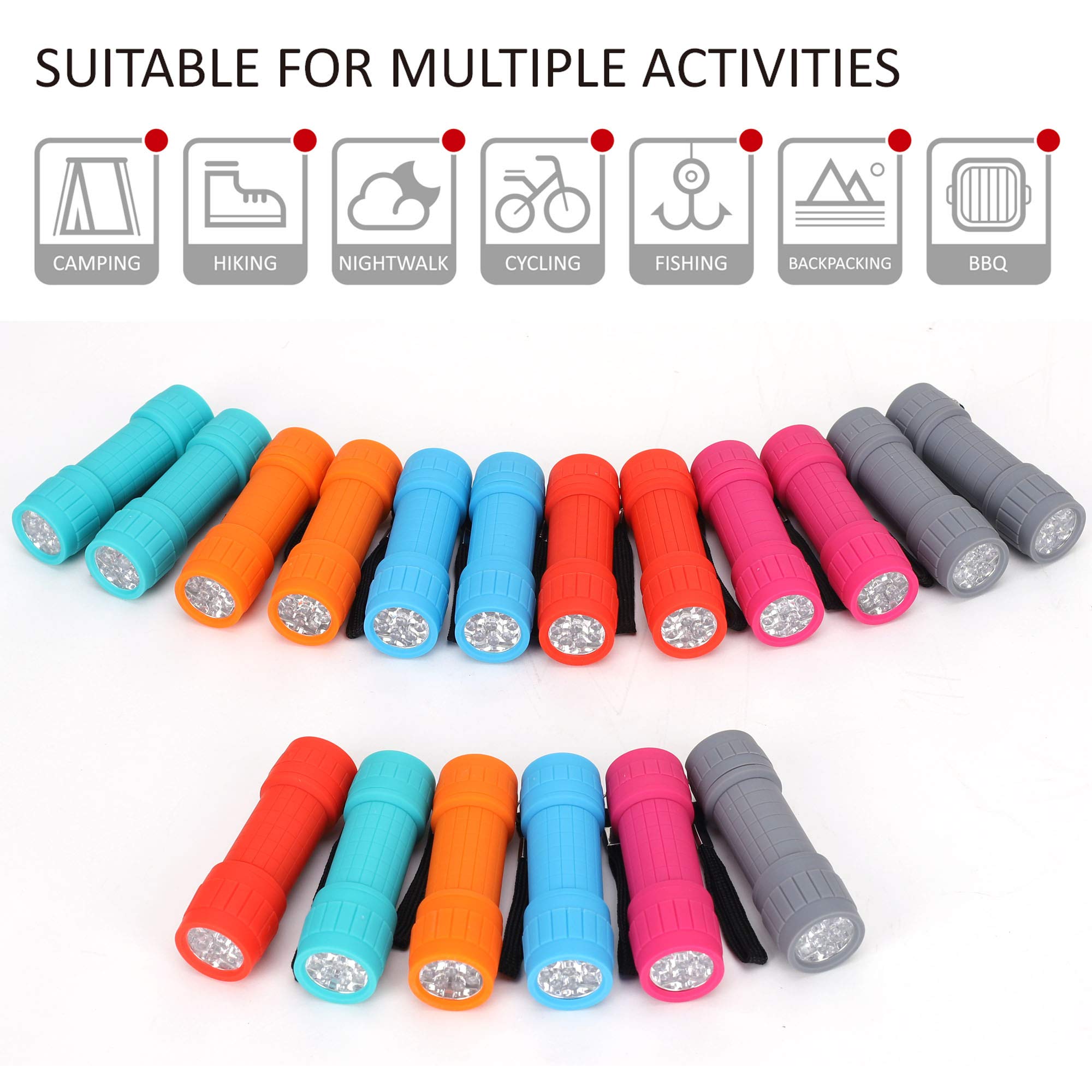 Fastpro 18-Pack, 9-Led Mini Flashlight Set, Aaa Batteries Are Included And Pre-Installed, Perfect For Class Teaching, Camping, Wedding Favor