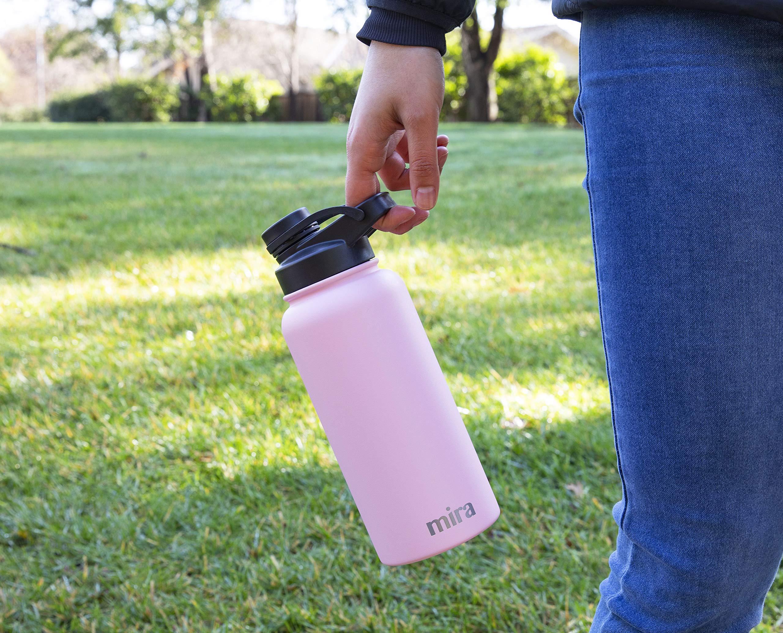 Mira 32 Oz Insulated Sports Bottle - Stainless Steel Temperature Control Thermos - Easy-Drink