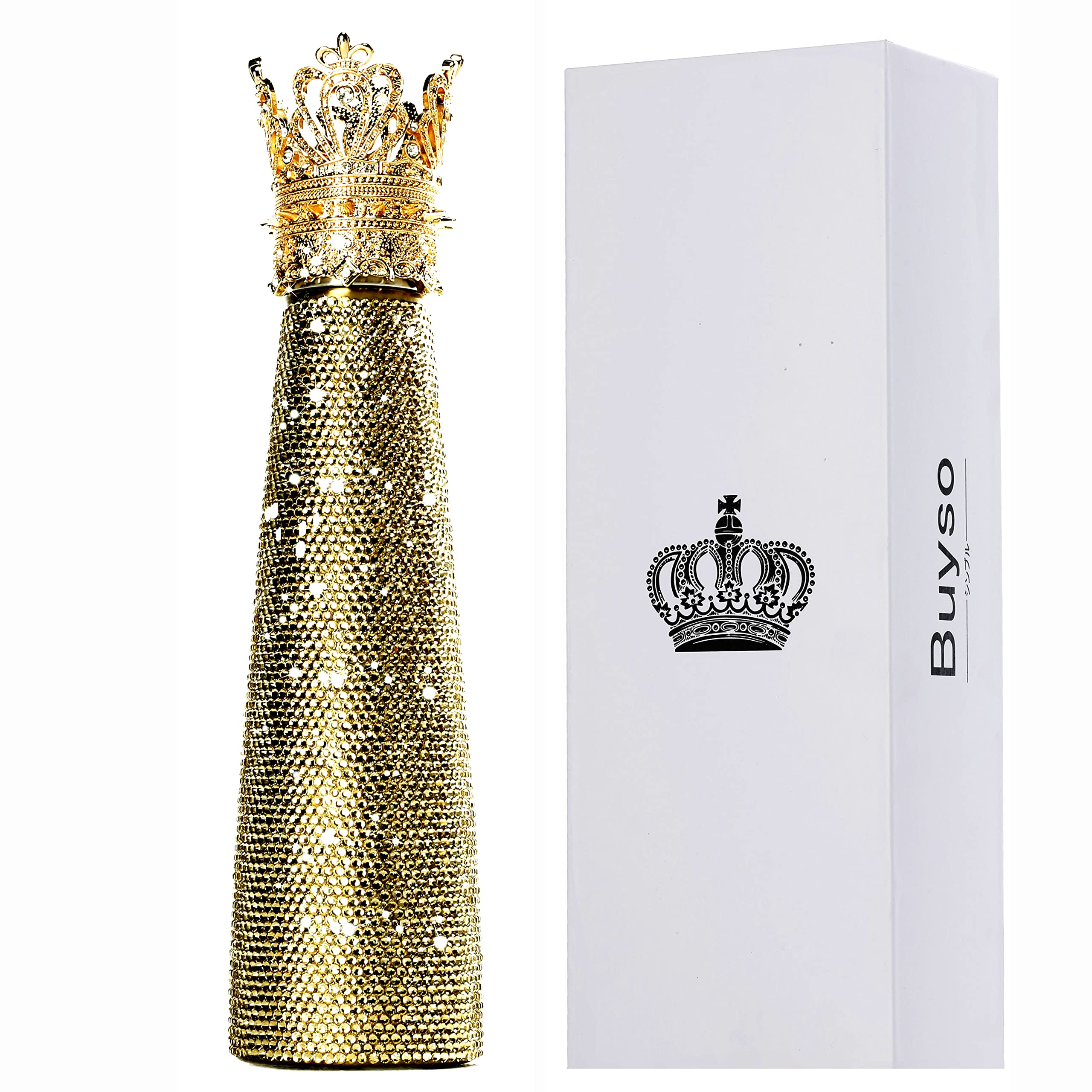 Luxury Diamond Water Bottle Gold Bling Reusable Insulated Stainless Steel