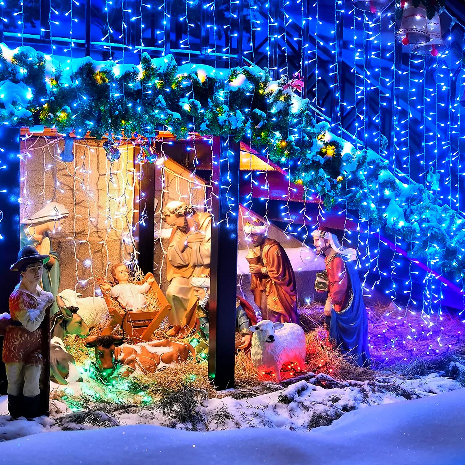 Jmexsuss 250 Led Blue String Lights Indoor, 91.5Ft Connectable Christmas Lights Outdoor Waterproof, 8 Modes Blue Christmas String Lights For Party Garden Christmas Tree Halloween Decoration