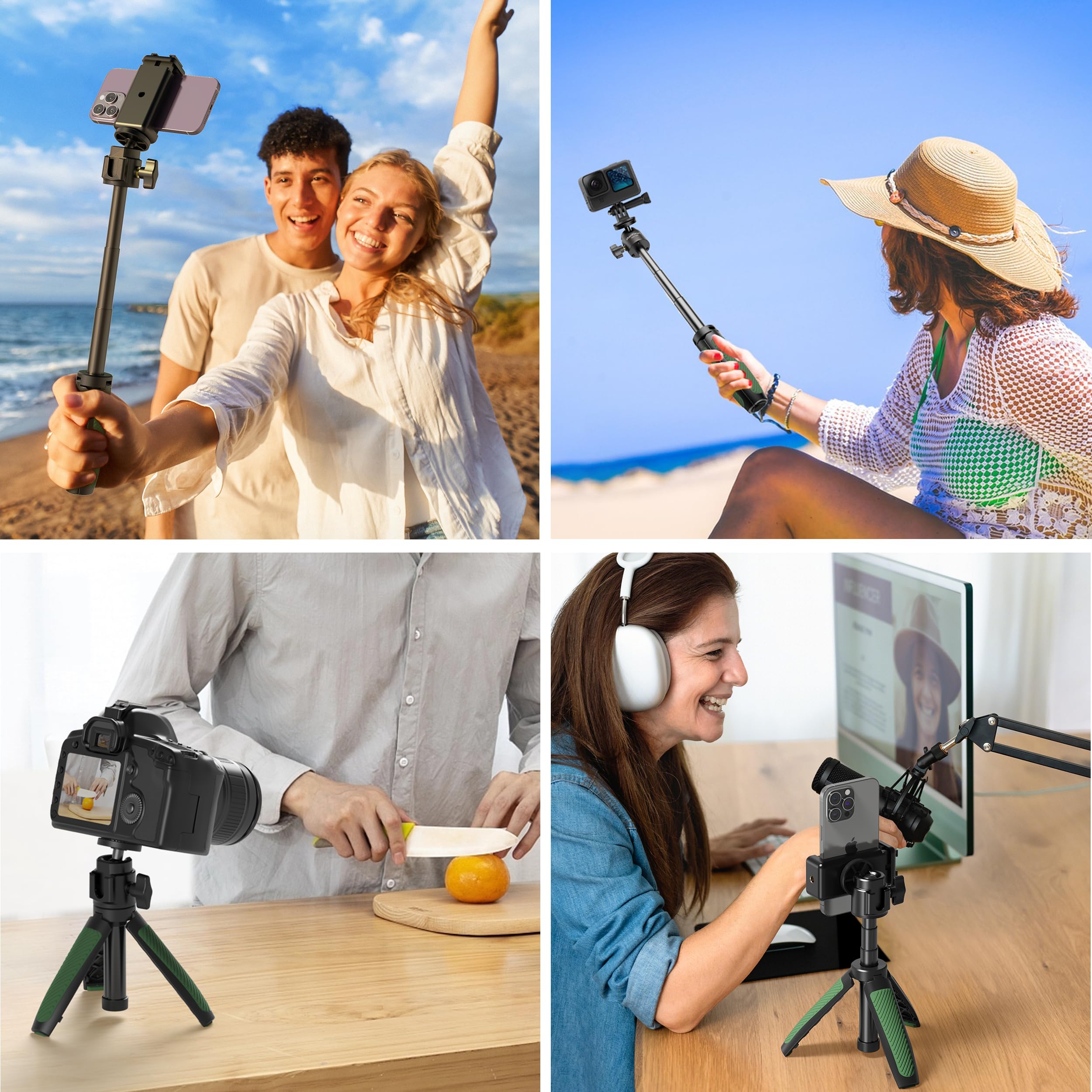 Aorpixun Mt-01 Mini Tripod For Camera Small Portable Vlogging Tripod With Ball Head & Phone Clip 1/4'' Screw For Gopro Hero Sony Canon Nikon Dji Osmo Action Insta 360 Cameras