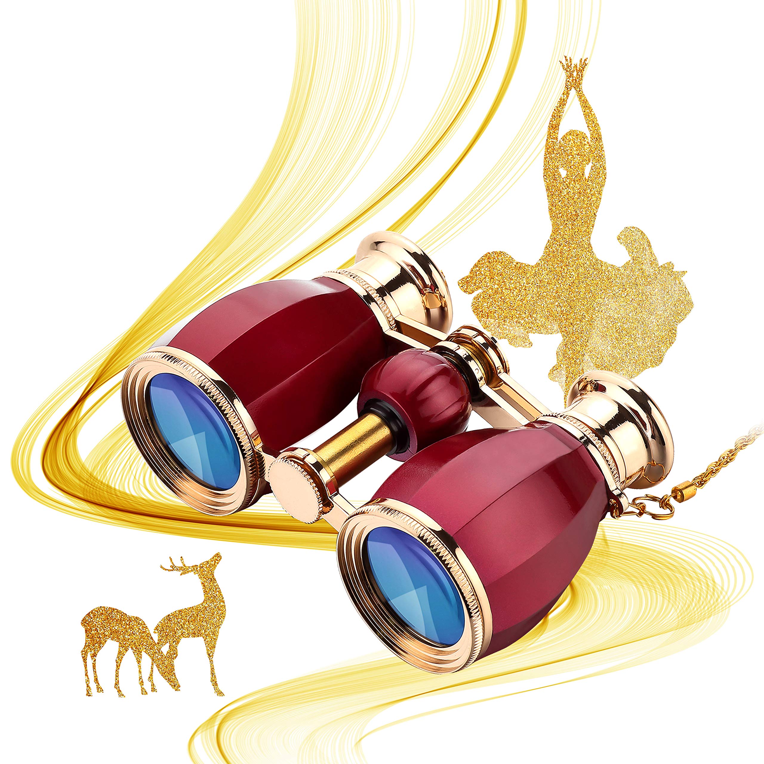 Esslnb Opera Glasses - 4X30Mm Compact Binoculars For Women & Adults - Theater & Concerts - Antique Design With Case & Removable Chain
