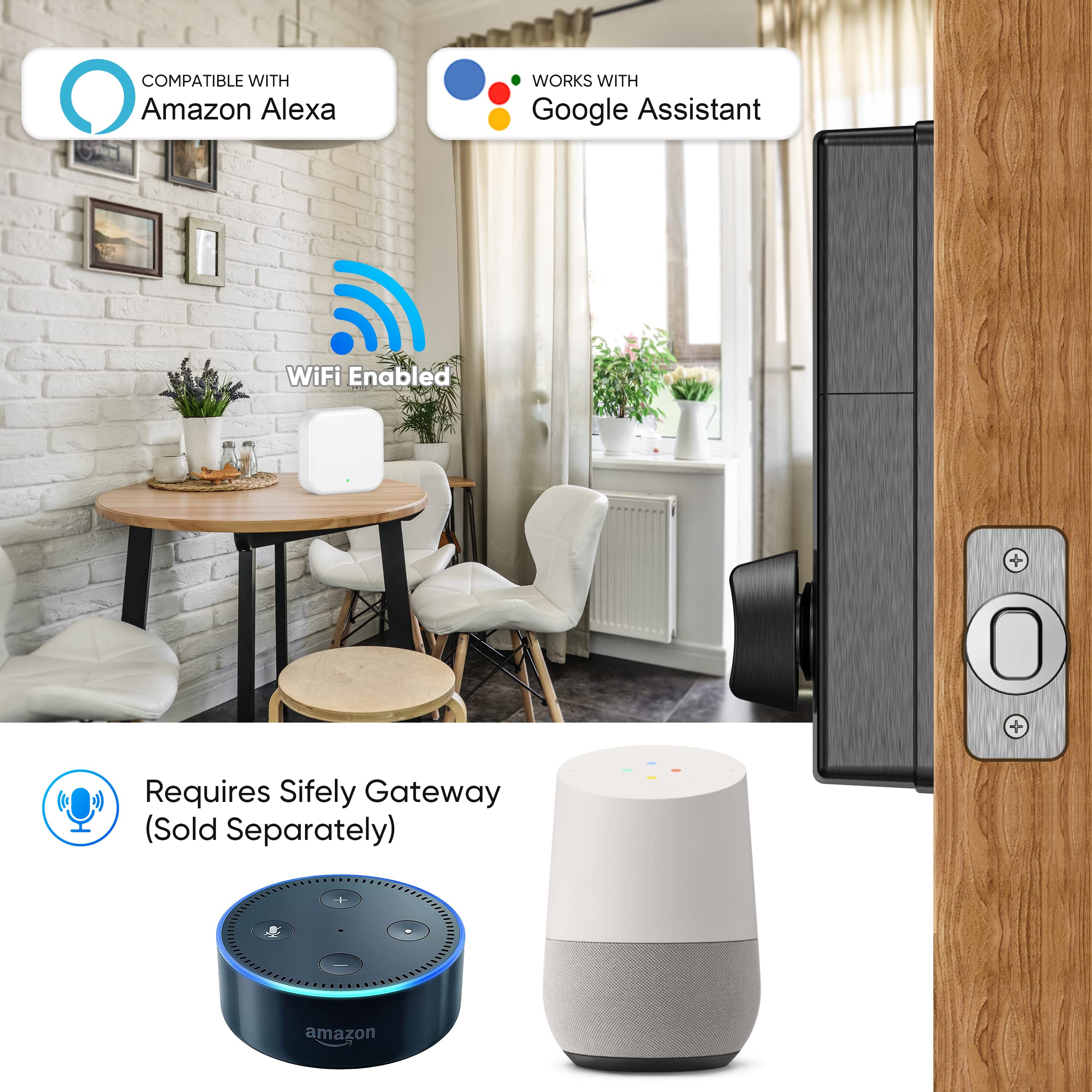 Sifely Keyless Deadbolt Smart Door Lock: Digital Keyless Entry Door Lock For Front Door, Code & Fob Access, App Control, Auto Lock, Easy To Install (Black)