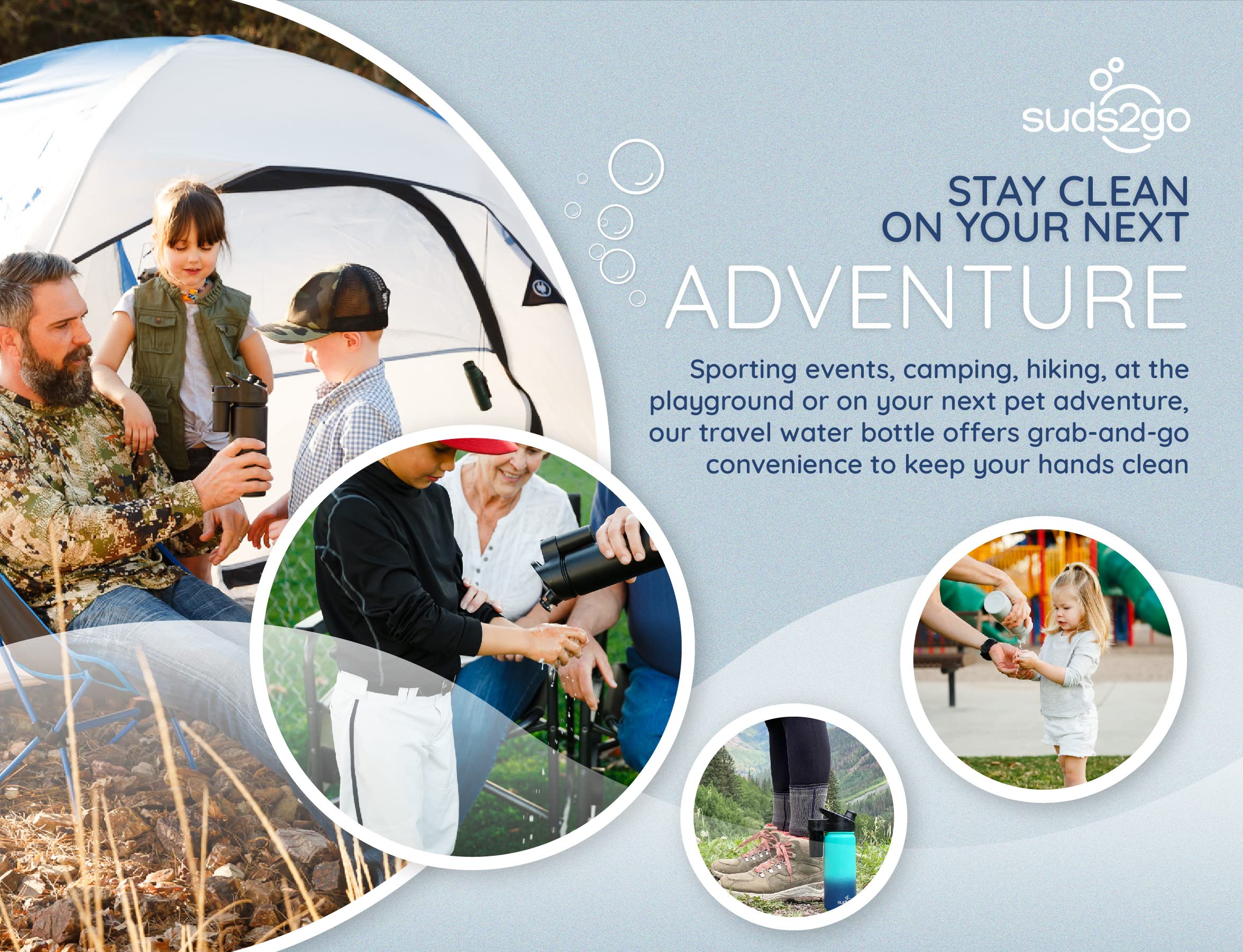 Portable Stainless Steel Water Bottle And Hand Wash System (20Oz) - Double Walled