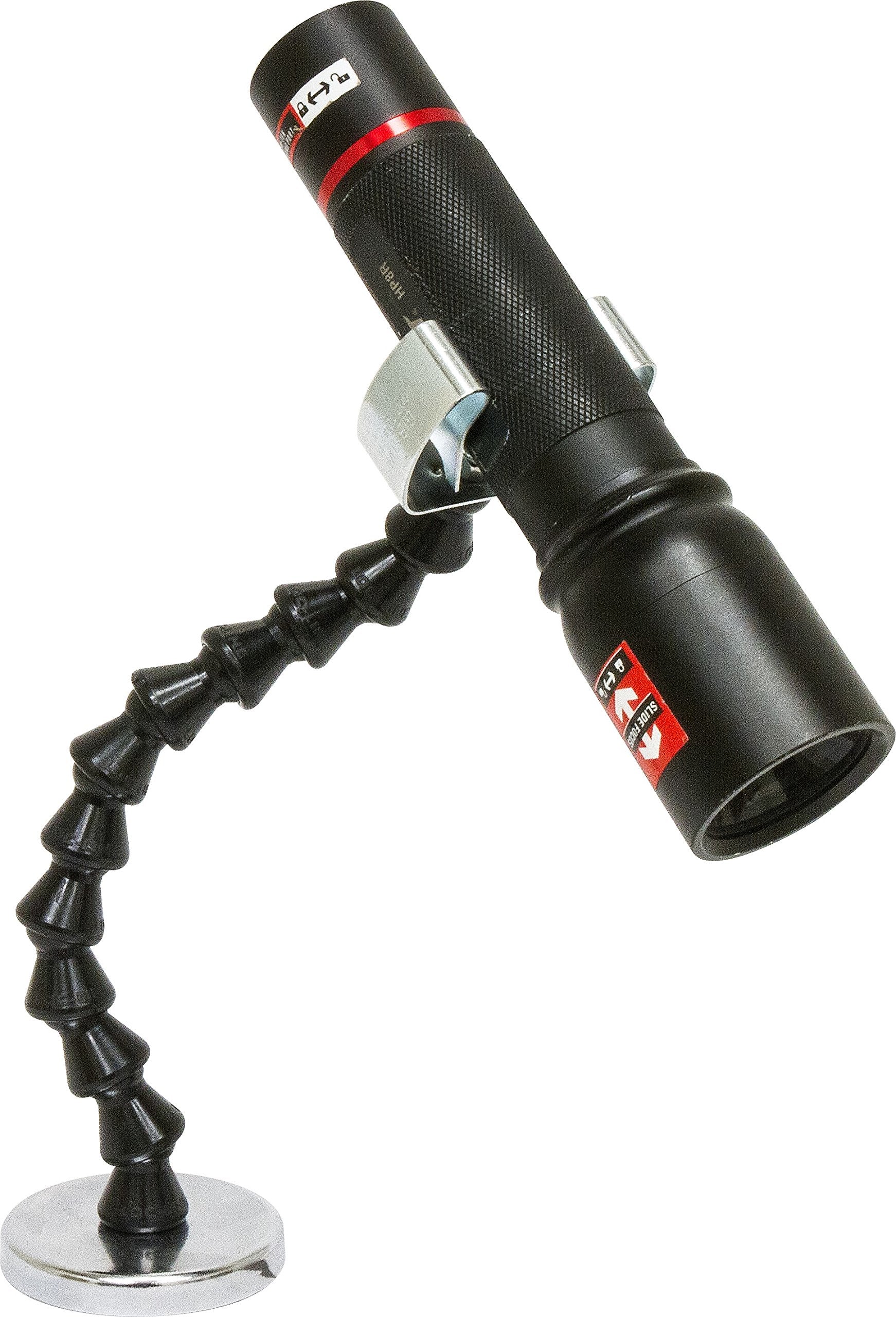 Mag-Mate Mx20Flzp02 Flexible Flashlight Holder, Powerful Permanent Magnetic Base, Versatile Work Light Holder, 42 Lbs. Maximum Holding Capacity, Black