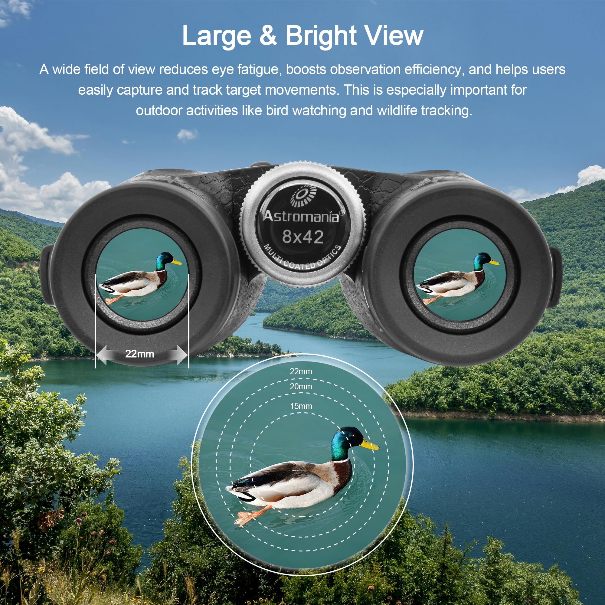 Astromania 8X42 Compact Binoculars -Bk7 Prism - For Traveling, Wildlife, Bird Watching, Camping And Sport Games, Concerts And Theater