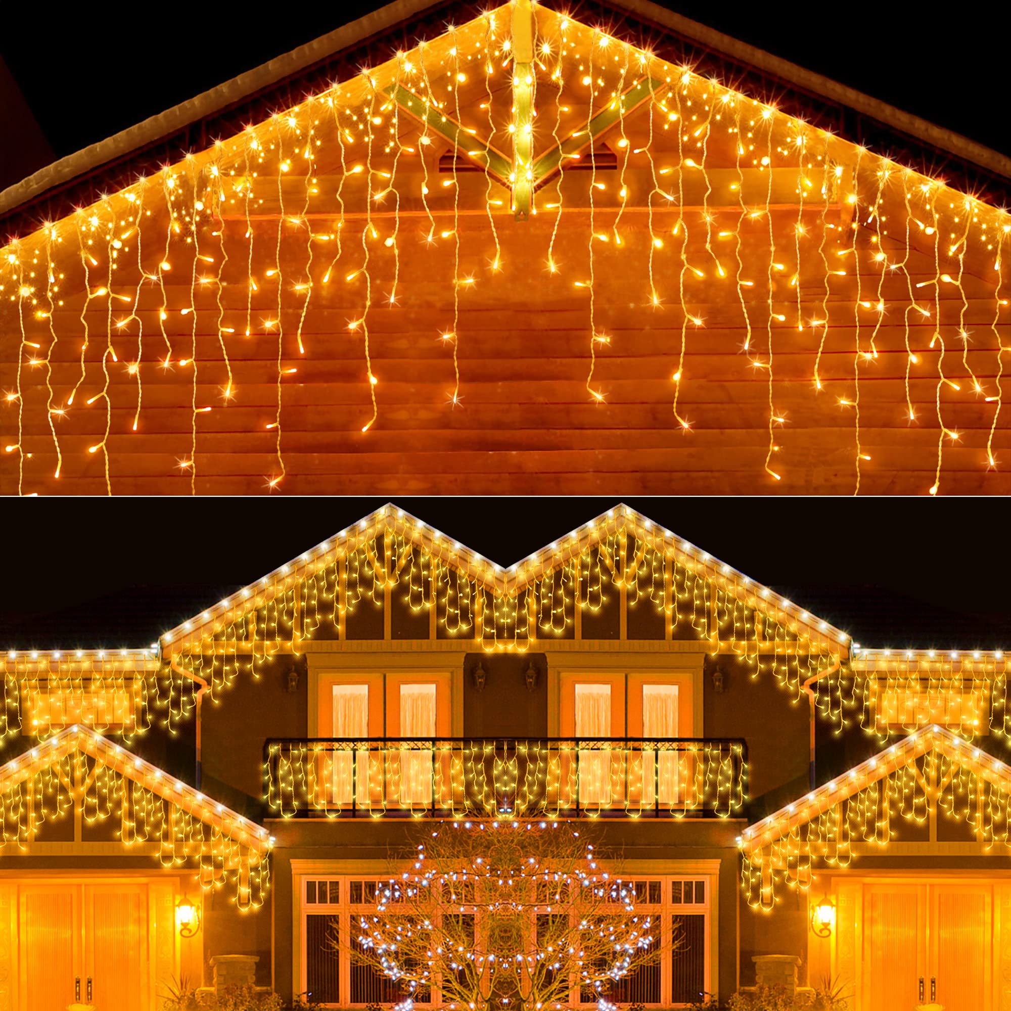 Ghope Christmas Icicle Lights Outdoor, 400 Led 32.8Ft 8 Modes Timer Ip44 Waterproof Fairy String Light With 64 Drops, Christmas Lights For Christmas Decorations,Holiday, Party, Wedding, Eaves